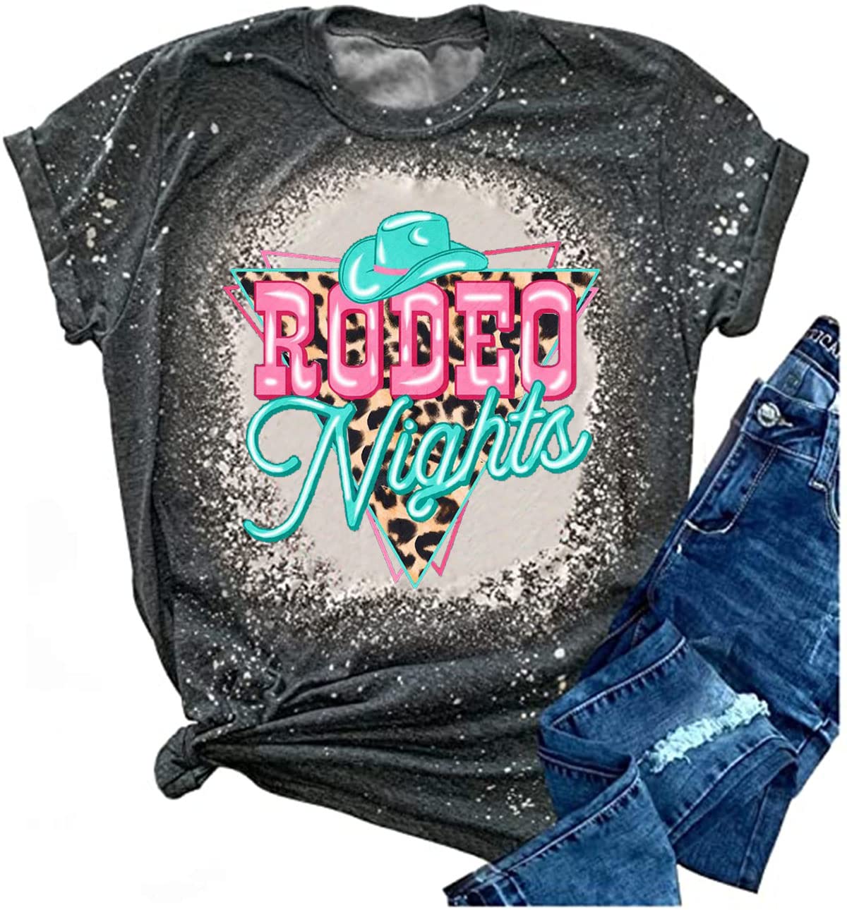 Funny Country Music T-Shirts for Women - Vintage Western Rodeo Cowboy Shirts with Steer Skull Graphic - Casual Cowgirl Tee for Concerts, Rodeos & Western Fashion