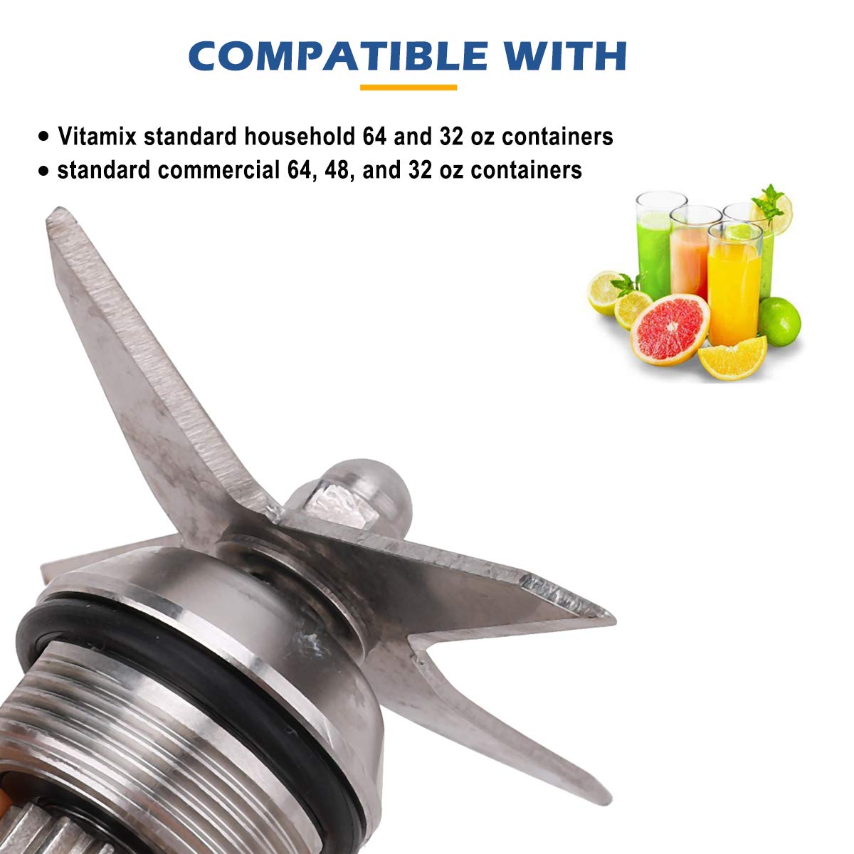 Premium Stainless Steel Wet Blender Blade Replacement for Vitamix 5200 Series - Compatible with 32oz & 64oz Containers - Durable Ice Crushing Blades for Smoothies, Soups & Kitchen Prep