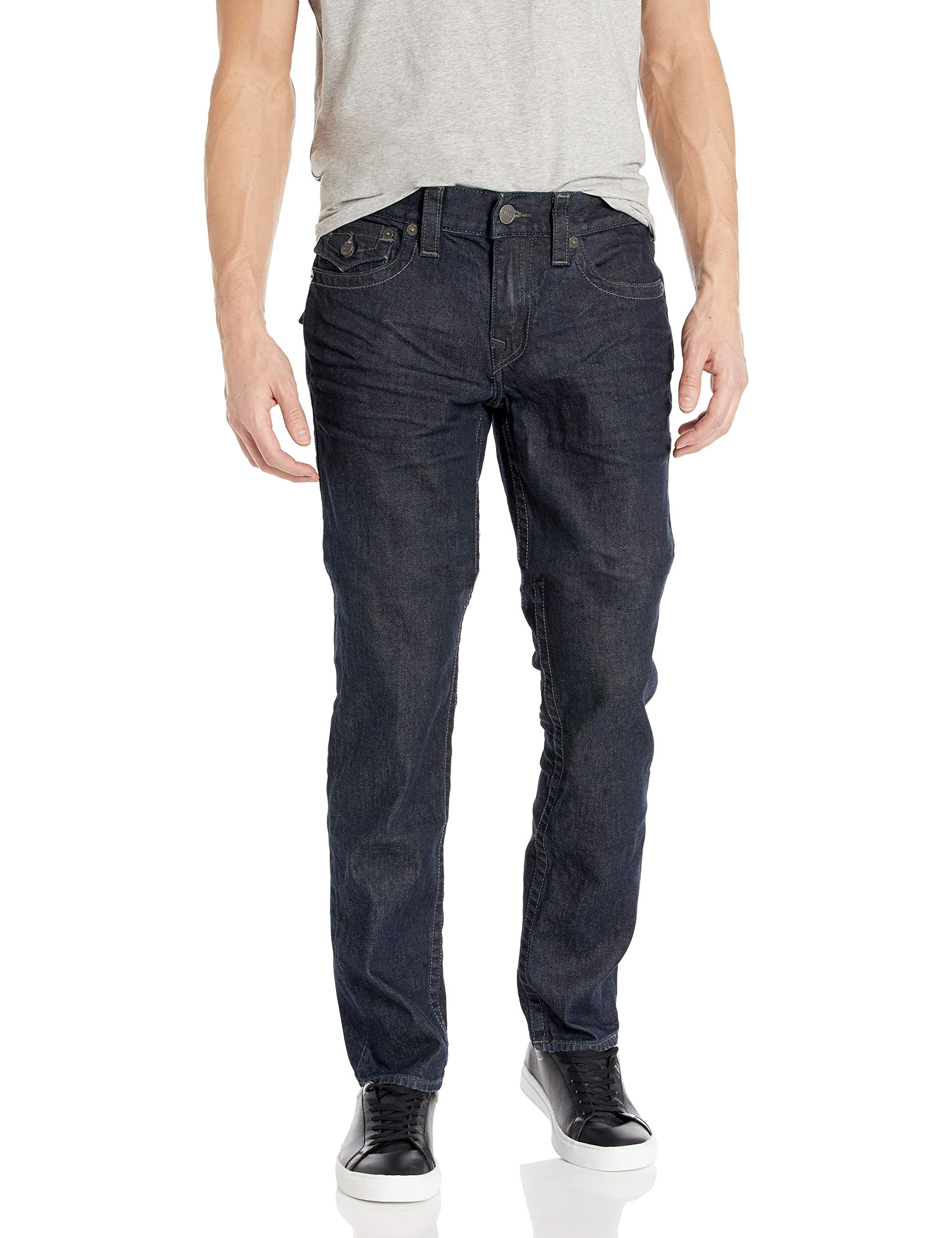 True Religion Men's Geno Slim Fit Straight Leg Jean with Back Flap Pockets - Stylish & Comfortable Denim for Casual Wear, Night Out & Everyday Fashion