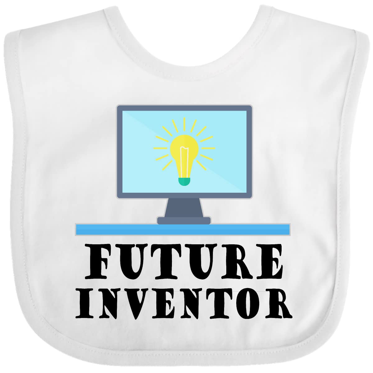 Inktastic Future Inventor Computer Occupation Baby Bib - Soft Cotton Drool Bib for Infants & Toddlers - Perfect for STEM Enthusiasts, Nerdy Parents & Tech-Themed Baby Showers