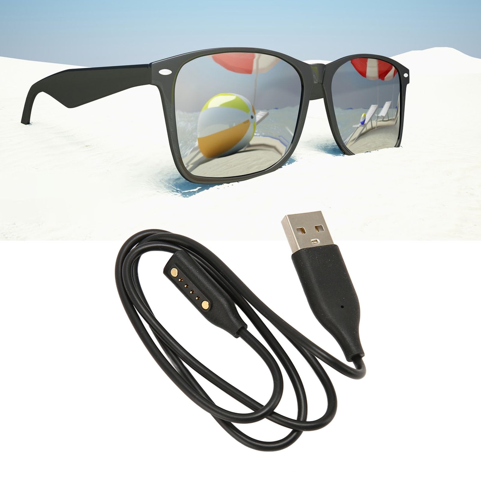 Magnetic USB Charger Cable for Sound Sunglasses - Compatible with Bose Frames Alto S/M, Rondo, Soprano | Flexible & Durable Charging Cord | Compact Portable Design (Black) - Perfect for Travel, Workouts & Outdoor Activities