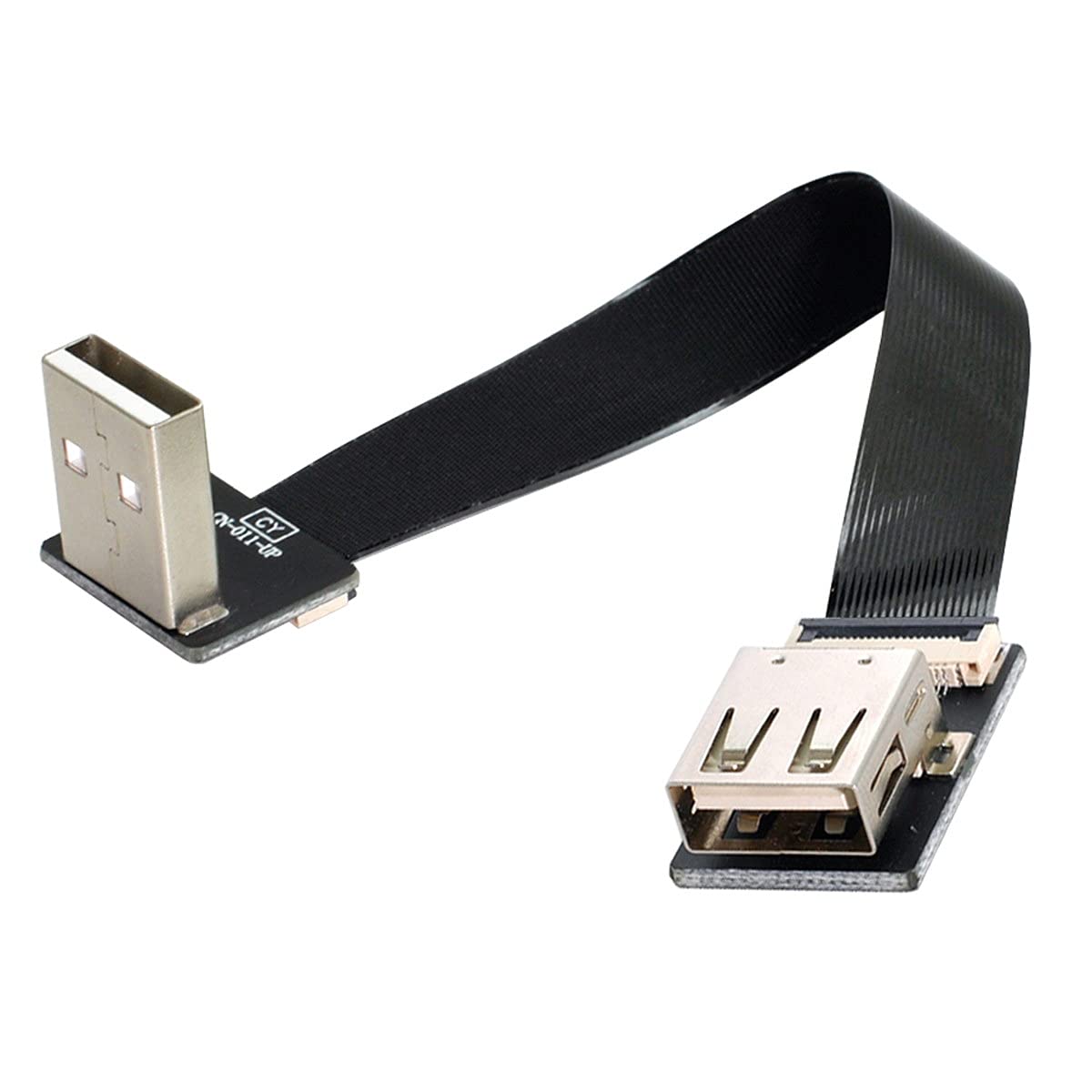Up Angled USB 2.0 Type-A Male to Female Extension Cable - Flat Slim FPC Data Transfer Cord (100cm/3.3ft) for FPV Drones, Disk Drives, Scanners, Printers & Computer Peripherals - High-Speed Connectivity Solution