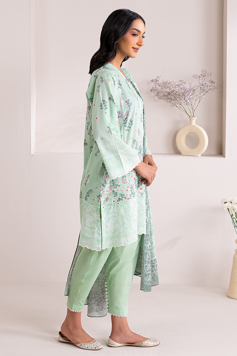 Mint Grace 3 Piece Printed Lawn Suit for Women - Floral Design Summer Outfit - Perfect for Parties, Weddings & Casual Wear