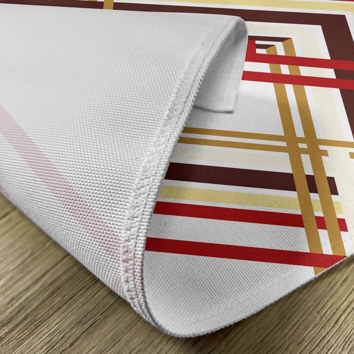 Ambesonne Modern Place Mats Set of 4 - Retro Diamond Border Geometric Design Washable Fabric Placemats for Dining Table & Kitchen Decor in Ruby Caramel Brown & Tan | Perfect for Dinner Parties, Holiday Meals & Everyday Use