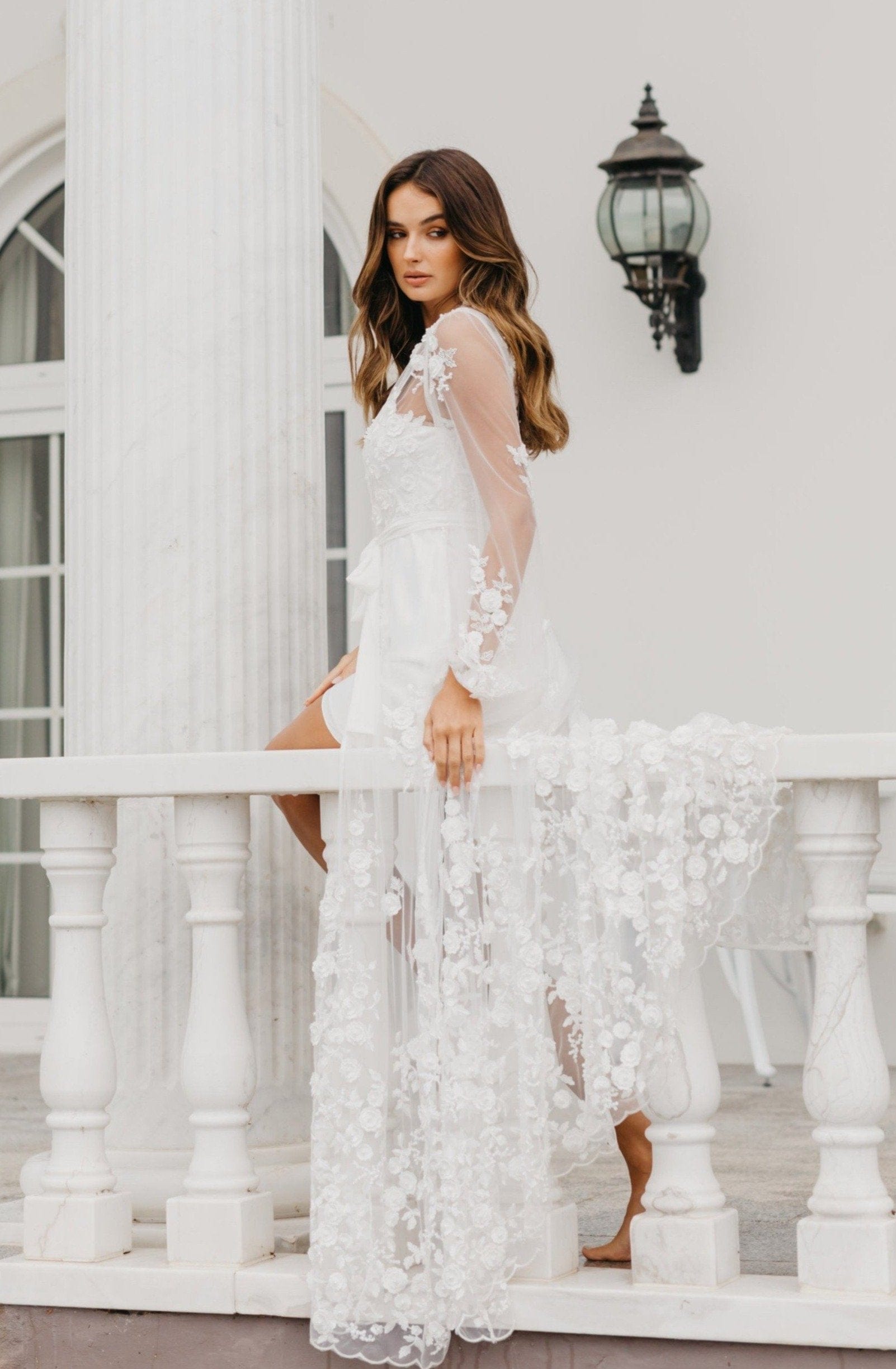 Steffanie Beaded Floral Lace Maxi Dress with Slip - Elegant Boho Wedding Guest Dress for Summer Parties & Beach Vacations