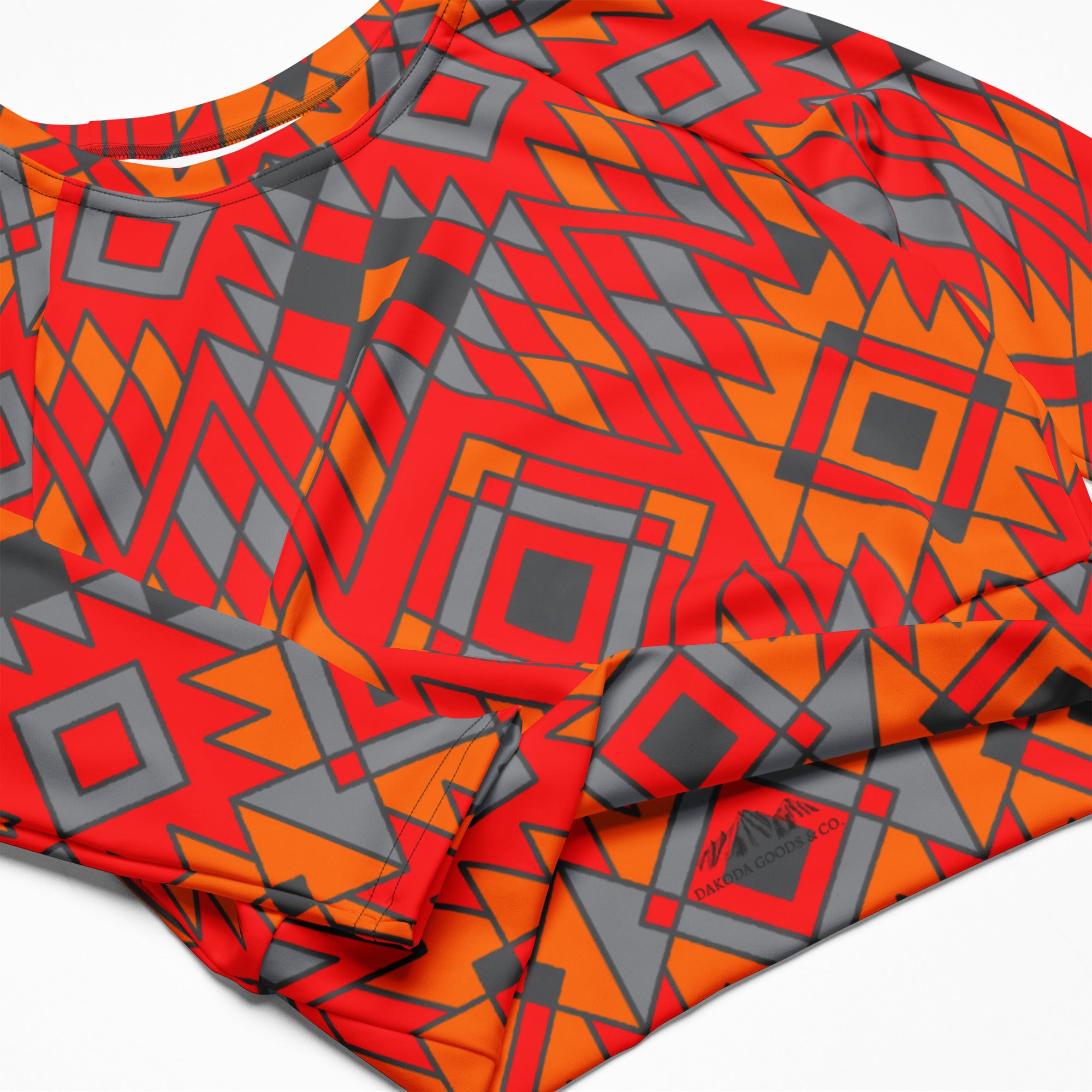 Eco-Friendly Southwestern Print Long Sleeve Crop Top | Sustainable Recycled Fabric | Perfect for Music Festivals & Boho Fashion