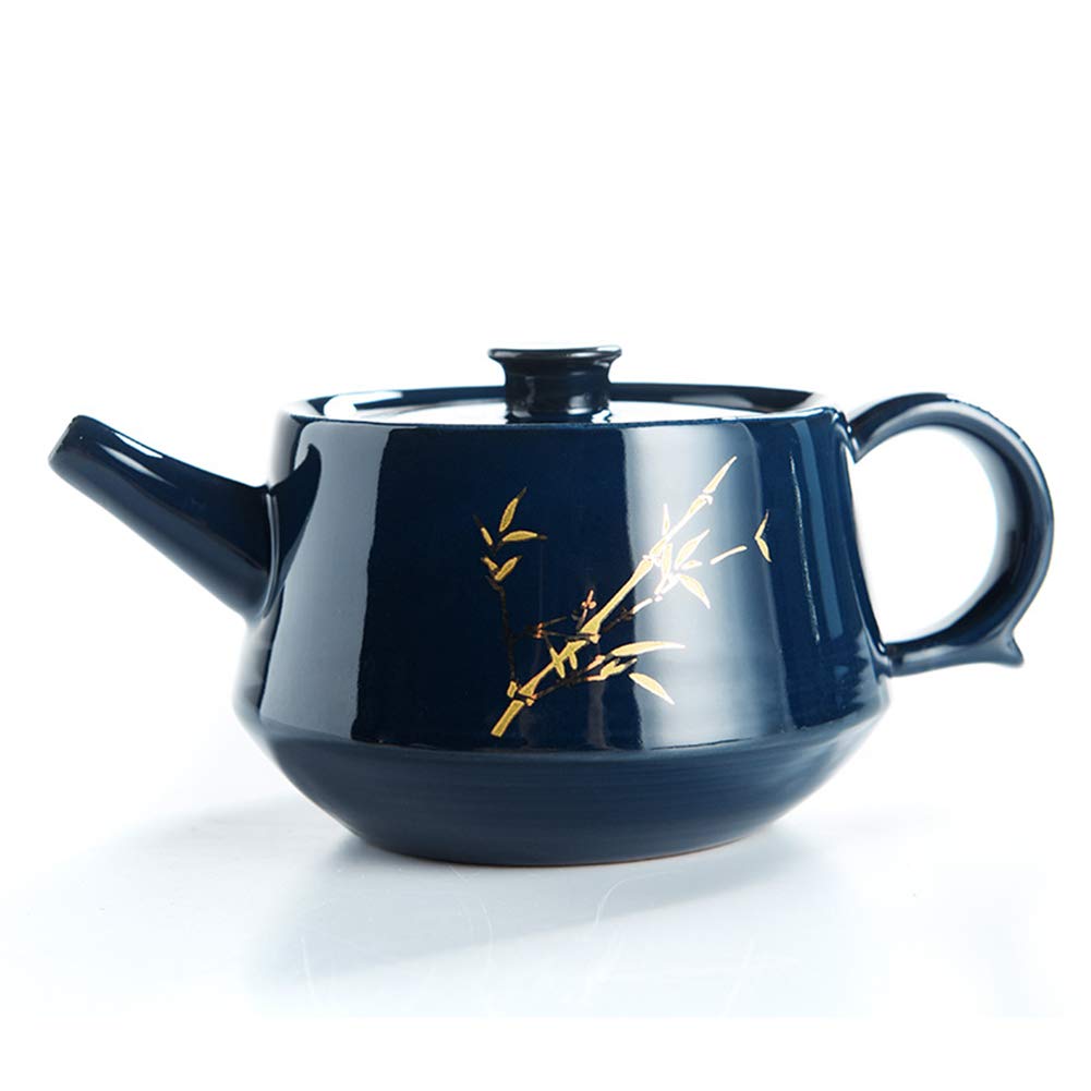 Premium French Press Coffee Maker - Ceramic Coffee & Tea Pot with Insulation, Manual Espresso Machine, Blue Glaze Design (Bamboo-B) - Perfect for Home, Office & Camping Brewing