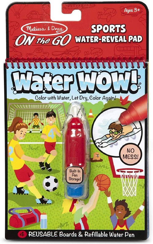 MND30175 On The Go Water Wow Sports - Reusable Water Reveal Activity Pad for Kids, Mess-Free Travel Toy for Airplane & Car Rides, Fun Learning Game for Toddlers Ages 3+