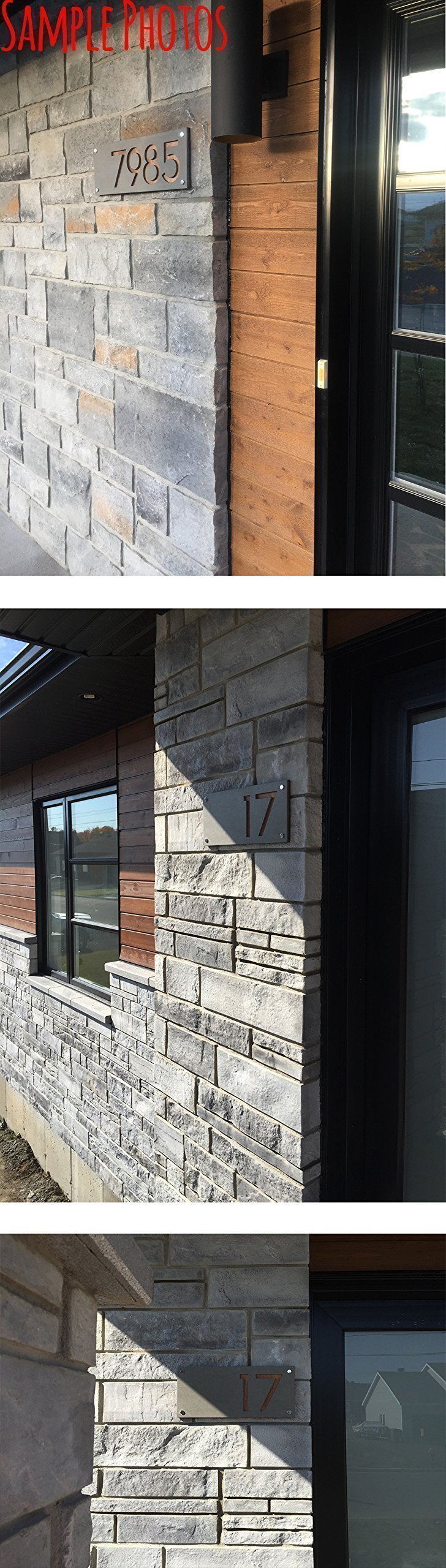 Modern Concrete House Numbers with Black Acrylic - Contemporary Address Plaque for Front Door - Durable Outdoor Home Sign for House, Apartment, and Mailbox Numbering