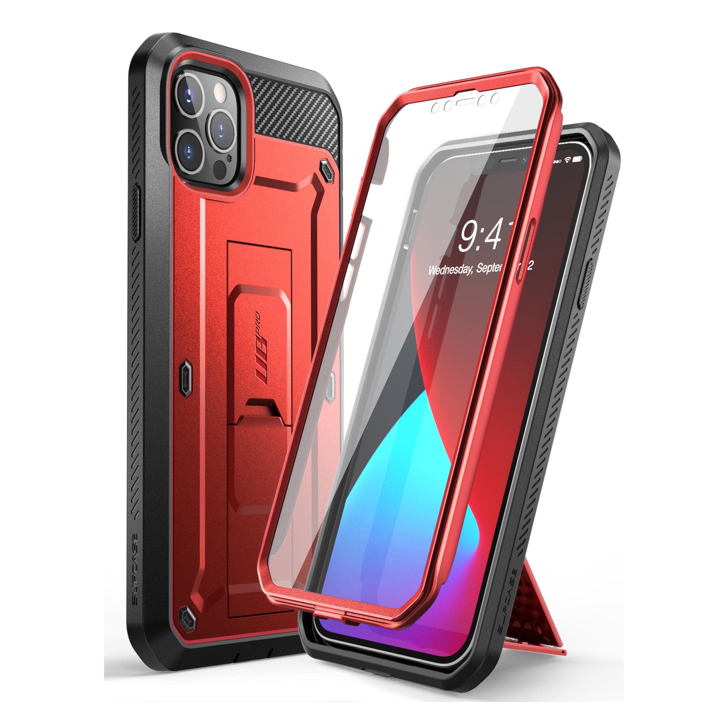 iPhone 12 Pro Max 6.7 Inch Unicorn Beetle Pro Rugged Case - Shockproof, Military-Grade Protection, Metallic Red - Perfect for Outdoor Adventures, Construction Work & Extreme Sports