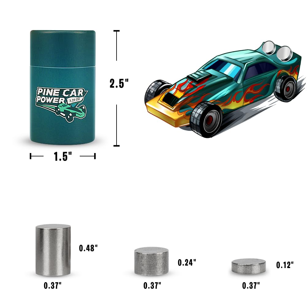 Pinewood Derby Weights - 3.25oz Tungsten Weight Kit with 3 Sizes of Adjustable Cylinders for Pinewood Race Cars | Perfect for Boy Scouts, Cub Scouts & Derby Racing Competitions