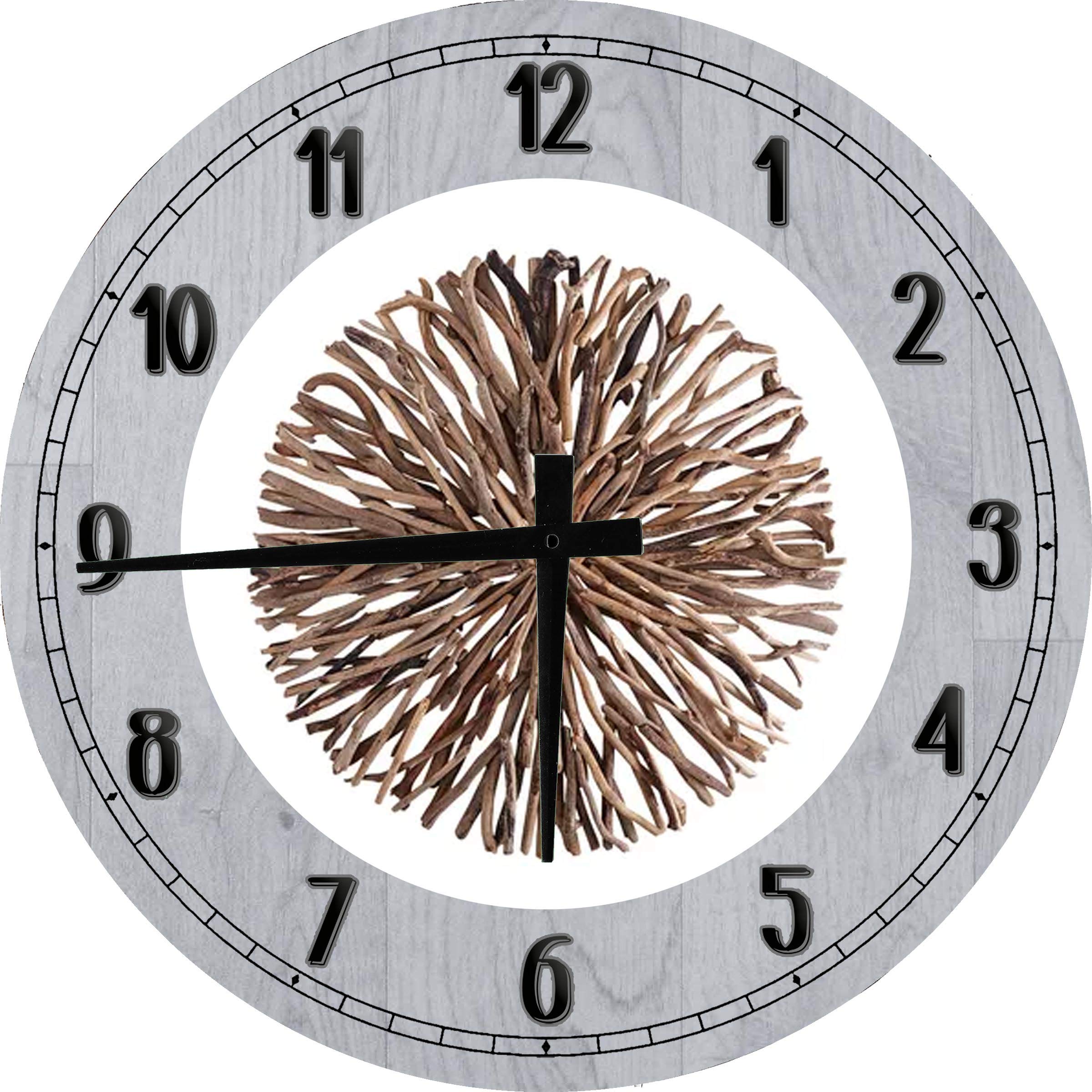 18 Inch Large Round Wood Wall Clock - Gray Beach Themed Decor for Dining Room, Living Room & Bedroom | Rustic Coastal Wall Art | Perfect for Home, Office & Cabin Decor