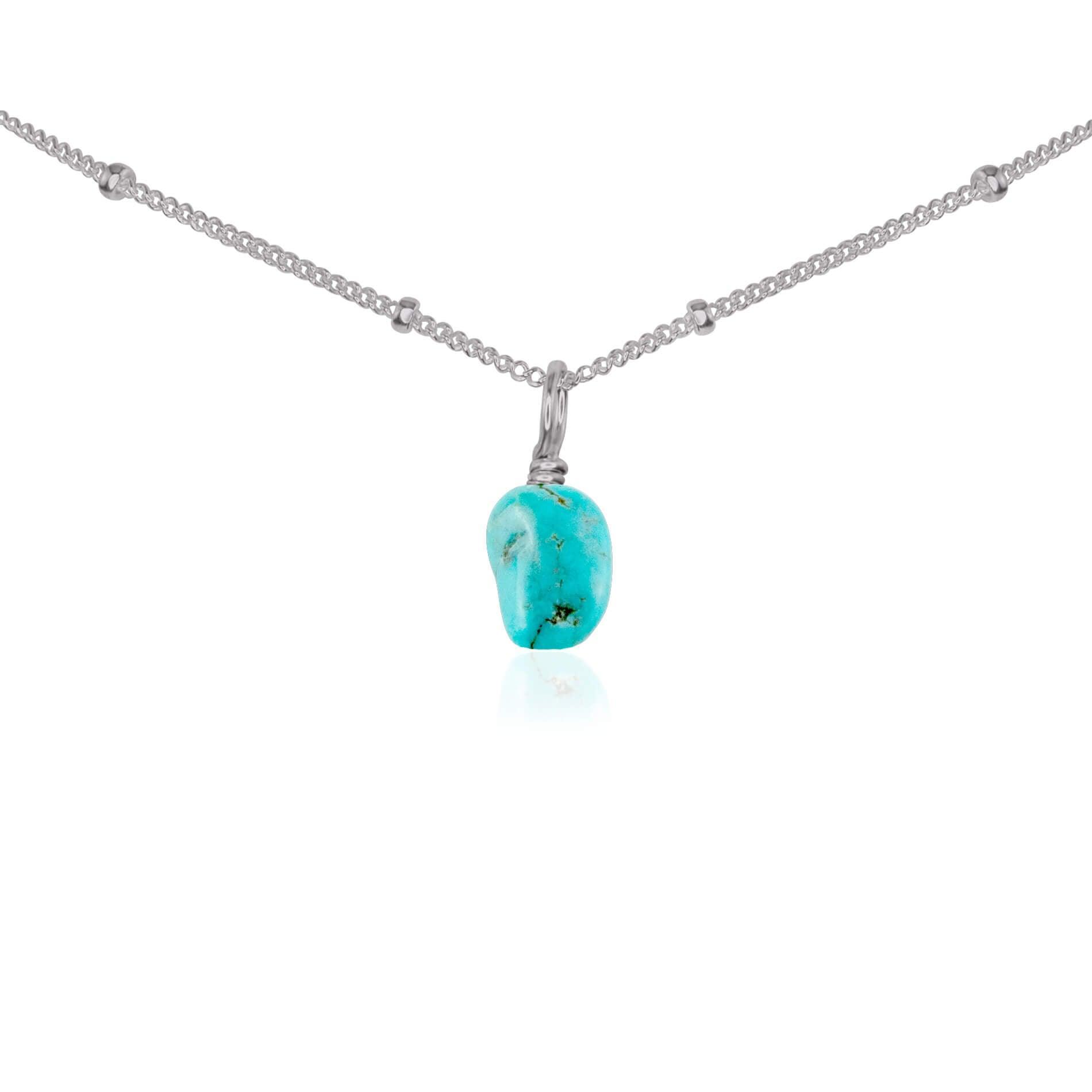 Natural Tiny Rough Turquoise Gemstone Pendant Choker Necklace - Handmade Boho Jewelry for Women, Perfect for Festivals & Everyday Wear