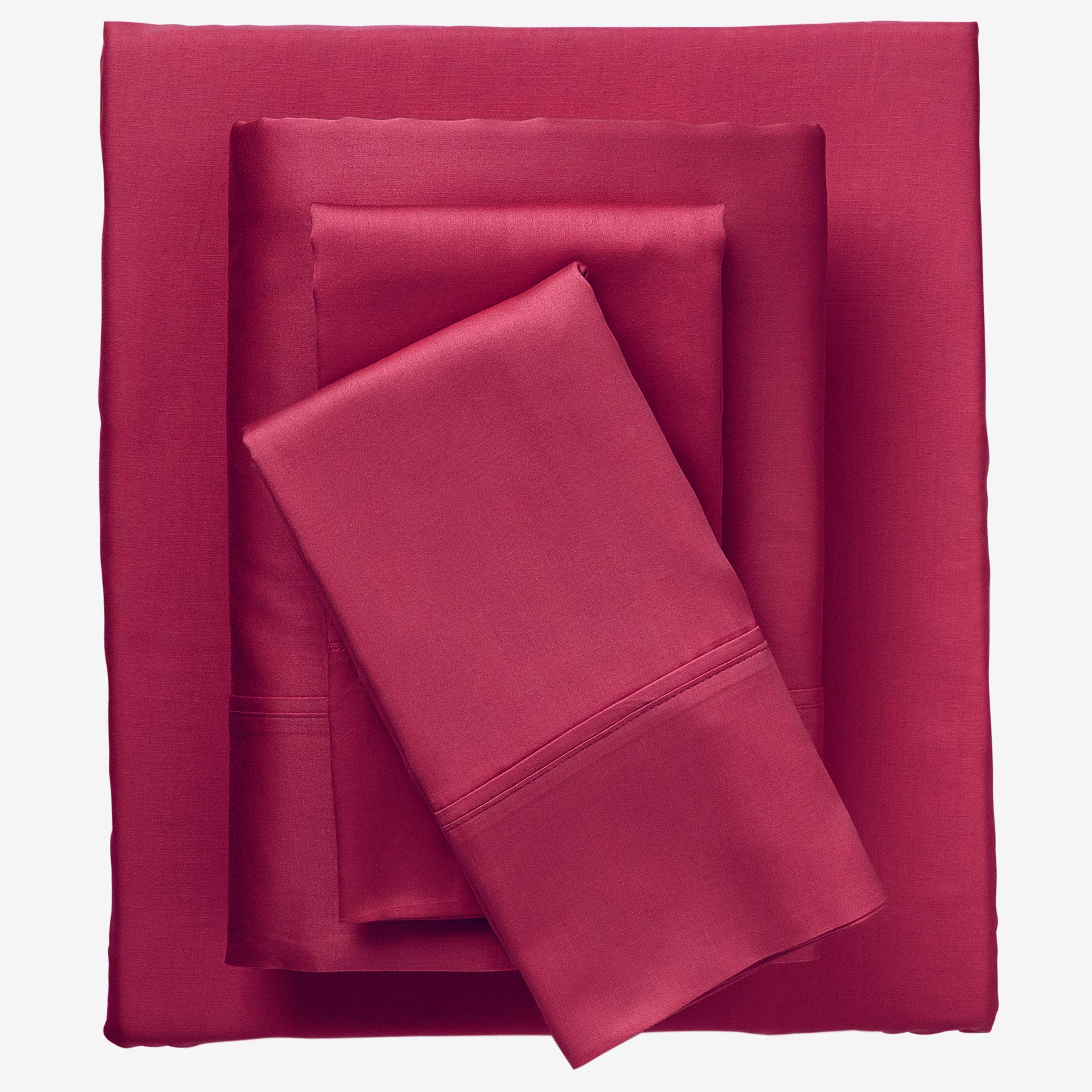 BrylaneHome 300 Thread Count Bed Sheet Set - Full Size, Burgundy Red - Soft & Breathable for Comfortable Sleep, Hotel Luxury Bedding