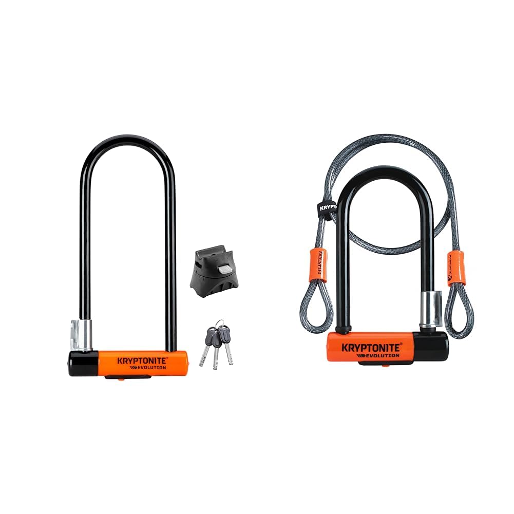 Kryptonite U-Lock & Cable Bike Lock Bundle - Heavy Duty 14mm & 13mm U-Locks with 4ft Security Cable for Bicycle, Motorcycle, Scooter - Perfect for Urban Commuting & Outdoor Cycling