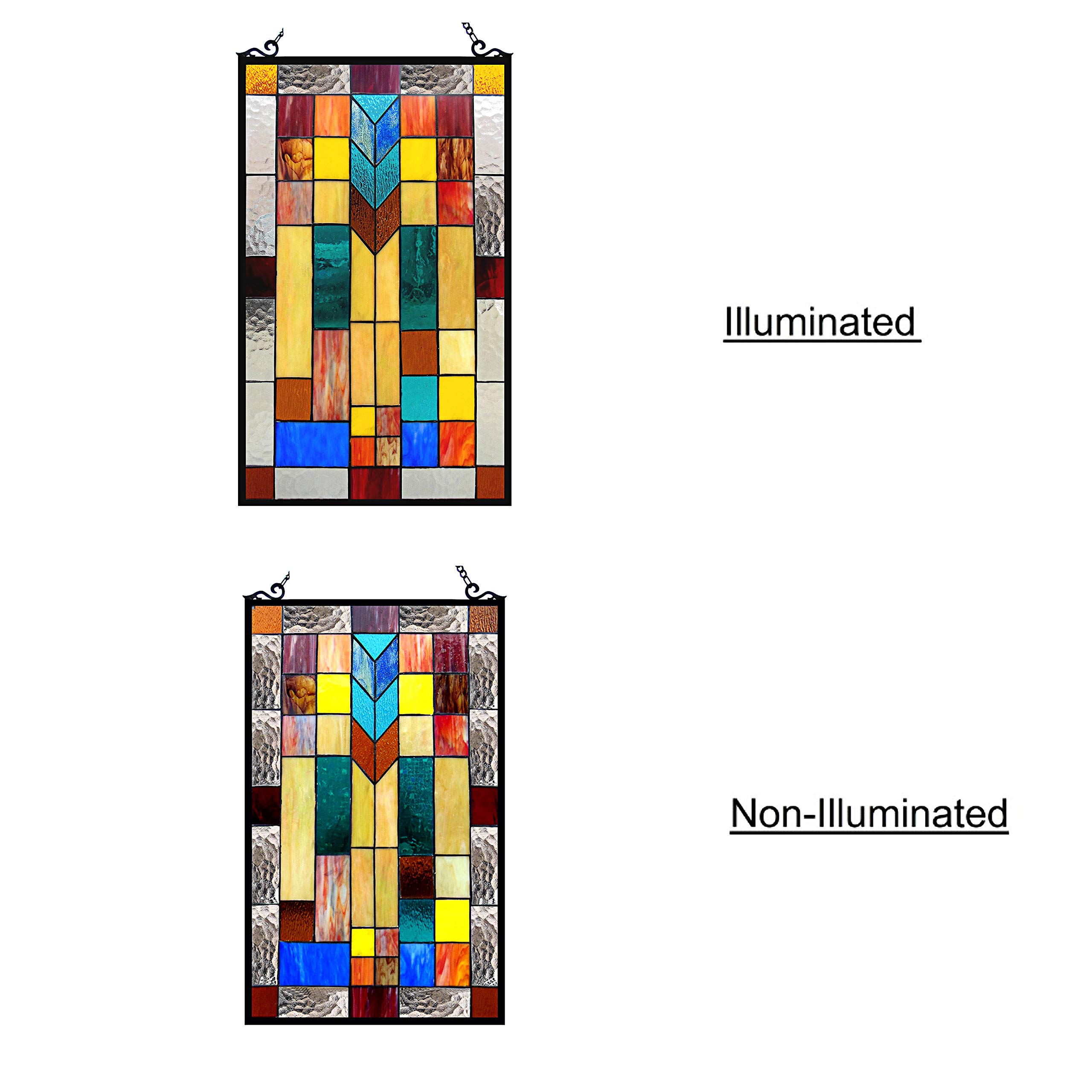 Tiffany-Style Stained Glass Mosaic Window Panel - 16x26 Inches - Handcrafted Art Glass Decor for Home, Church & Office