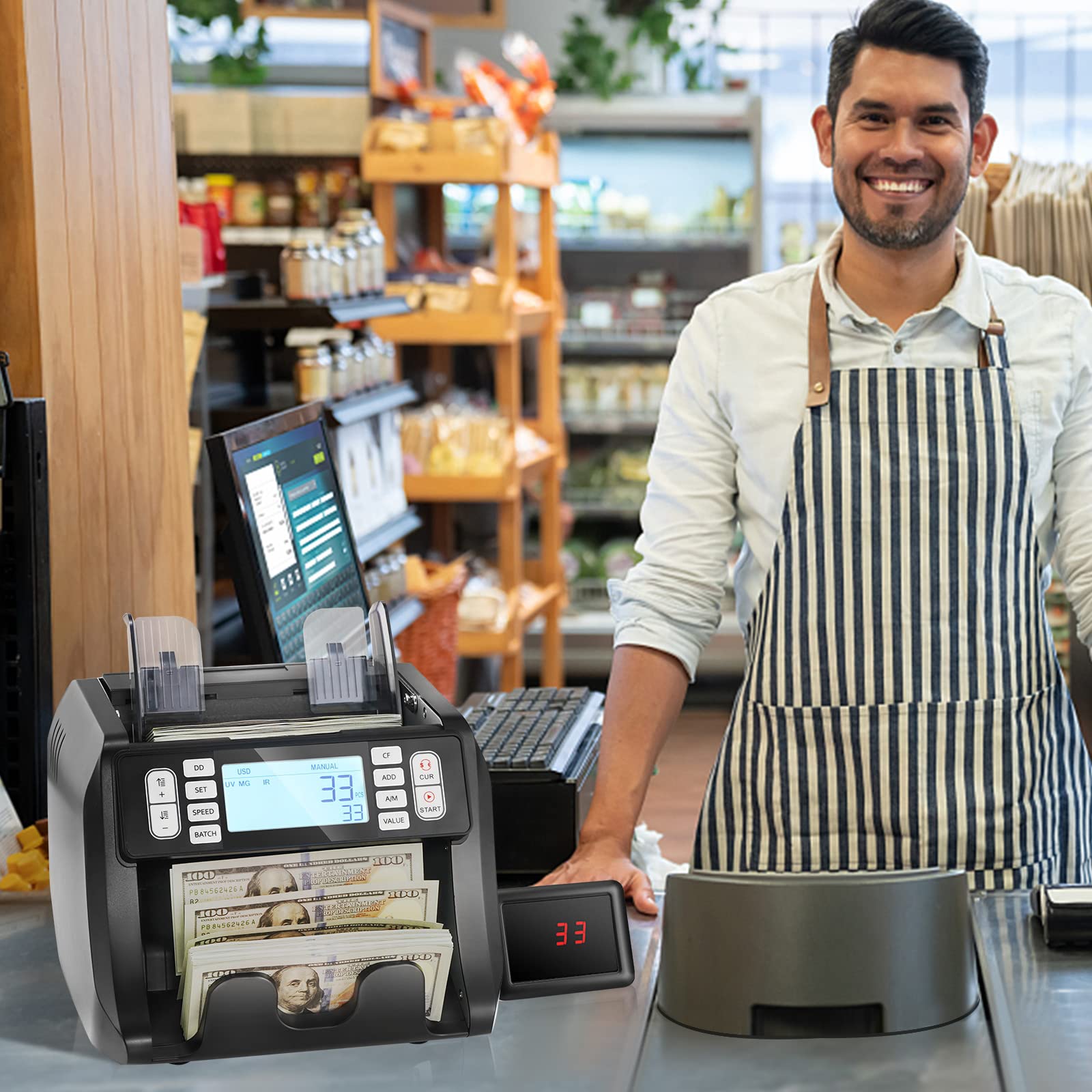 VEVOR Money Counter Machine with UV, MG, IR & DD Detection - USD/EUR Bill Counter with Add/Batch Modes & Large LCD Display - Perfect for Banks, Retail Stores & Cash-Intensive Businesses