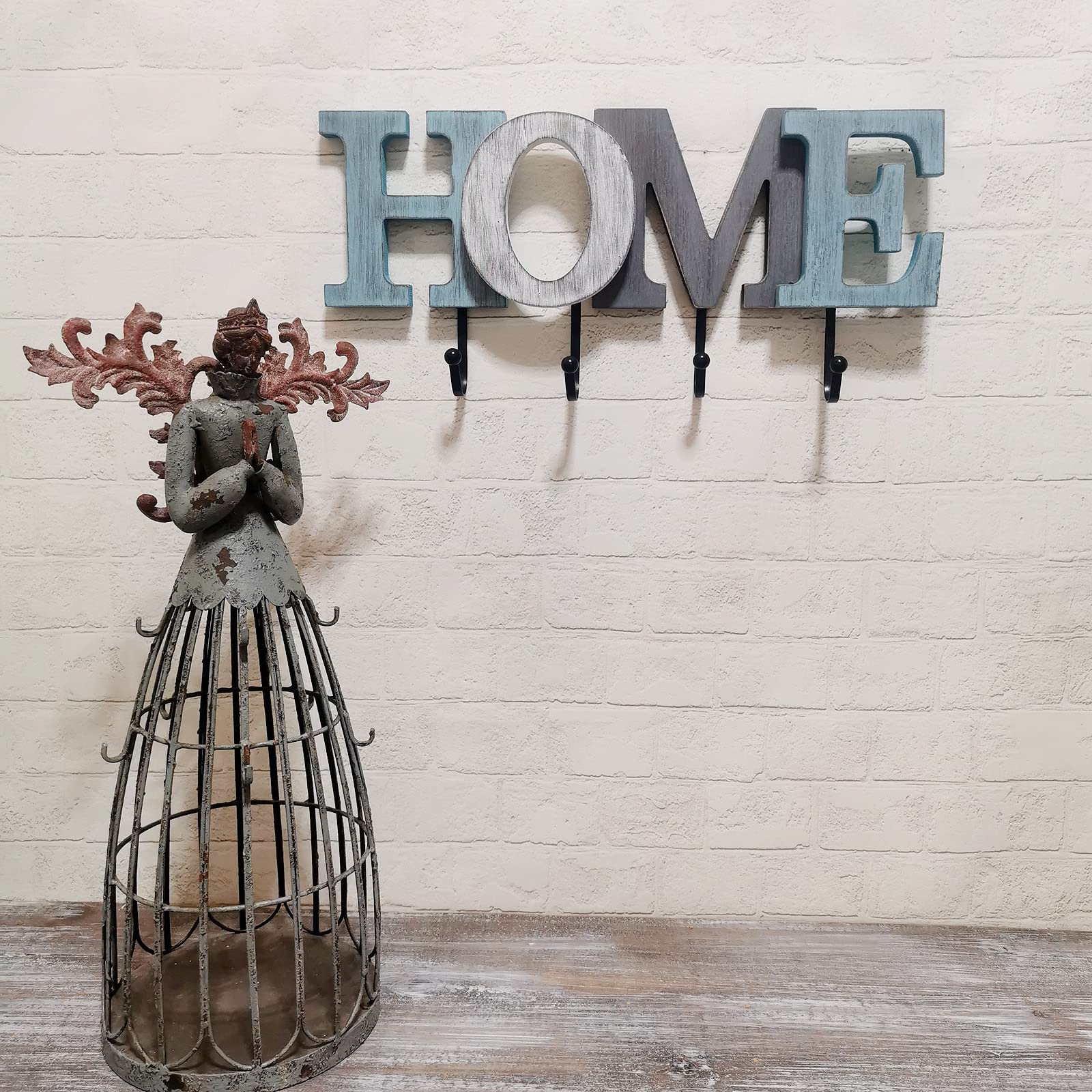 Rustic Aqua Wooden Hanging Block Letters Sign - Decorative Wall Decor with Hook for Home, Farmhouse & Living Room - Perfect for Wedding, Birthday & Housewarming Gifts