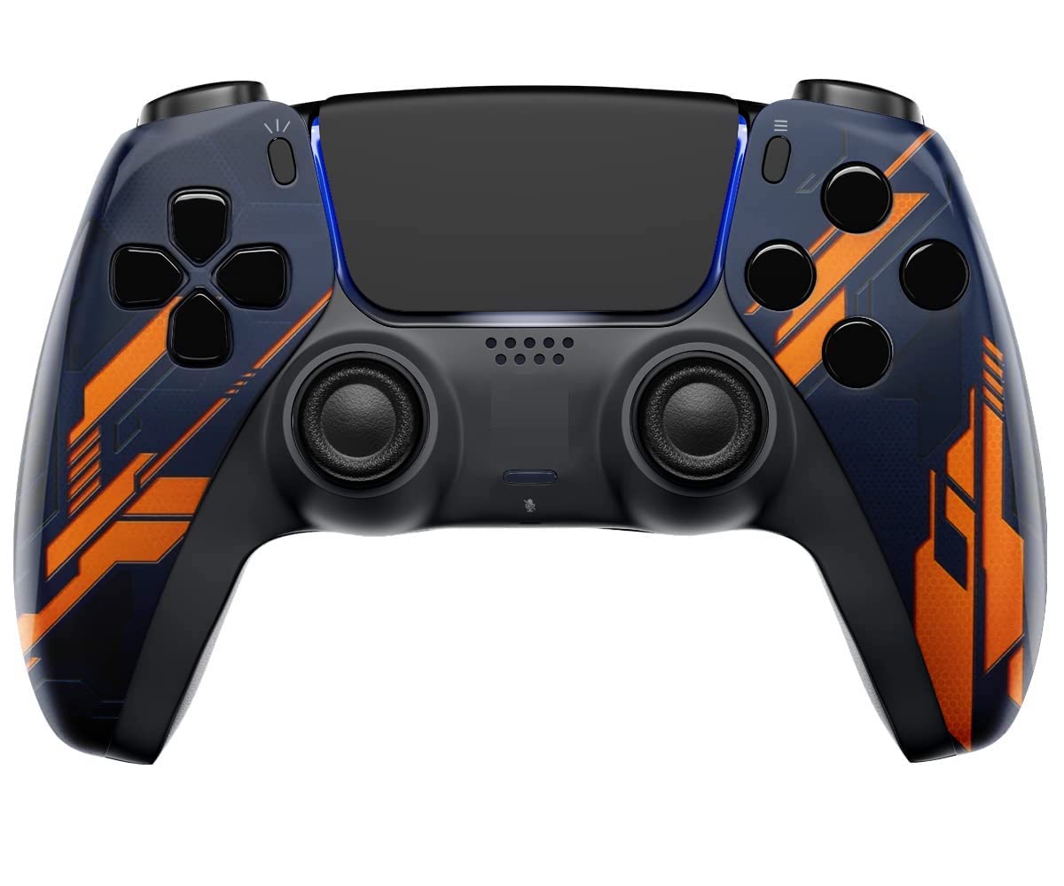 MODDEDZONE Wireless PS5 Controller with Exclusive Designs - Compatible with PlayStation 5 | Premium Gaming Gift for Christmas | USA-Made Orange Mecha Style | Perfect for Competitive Gaming & Long Play Sessions