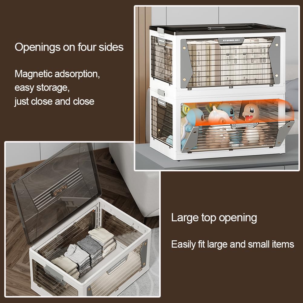 Clear Stackable Plastic Storage Box with Lid - Organizer for Home & Office