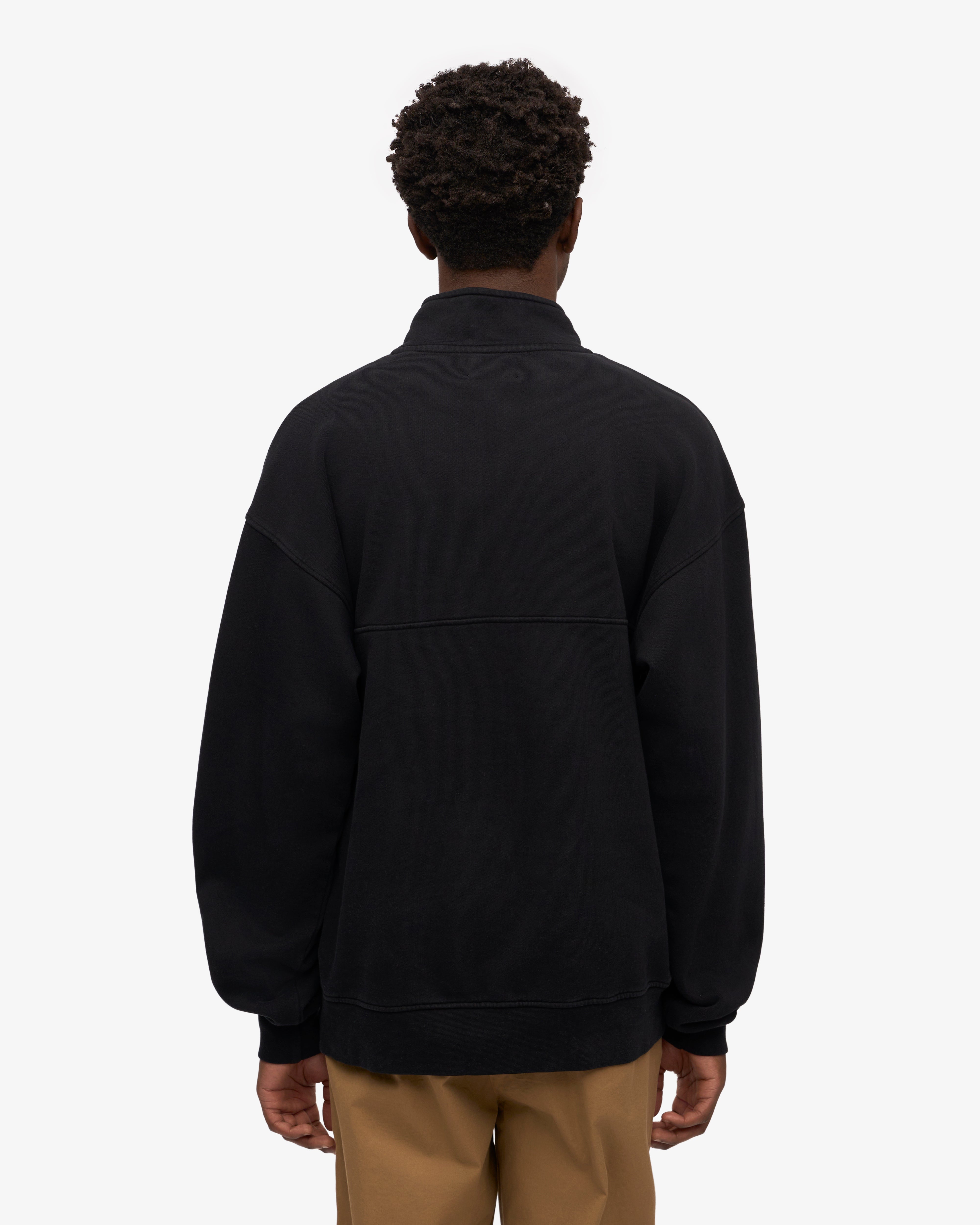 Organic Quarter Zip Pullover Sweatshirt for Men & Women - Soft & Comfortable Deep Black Fleece - Perfect for Casual Wear, Outdoor Activities & Layering in Cool Weather