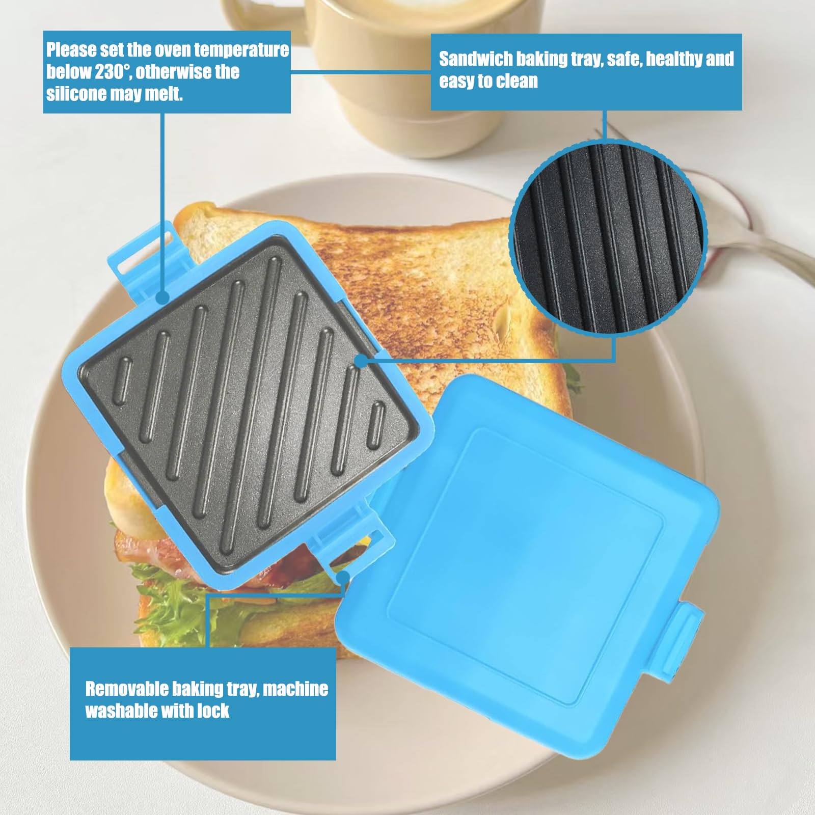 Microwave Toastie Maker - Adjustable Silicone Straps Sandwich Maker for Quick & Easy Grilled Cheese, Paninis - No Electricity Needed, Fast Cooking, Perfect for Office Lunch, Dorm Snacks & Family Breakfast (Blue)