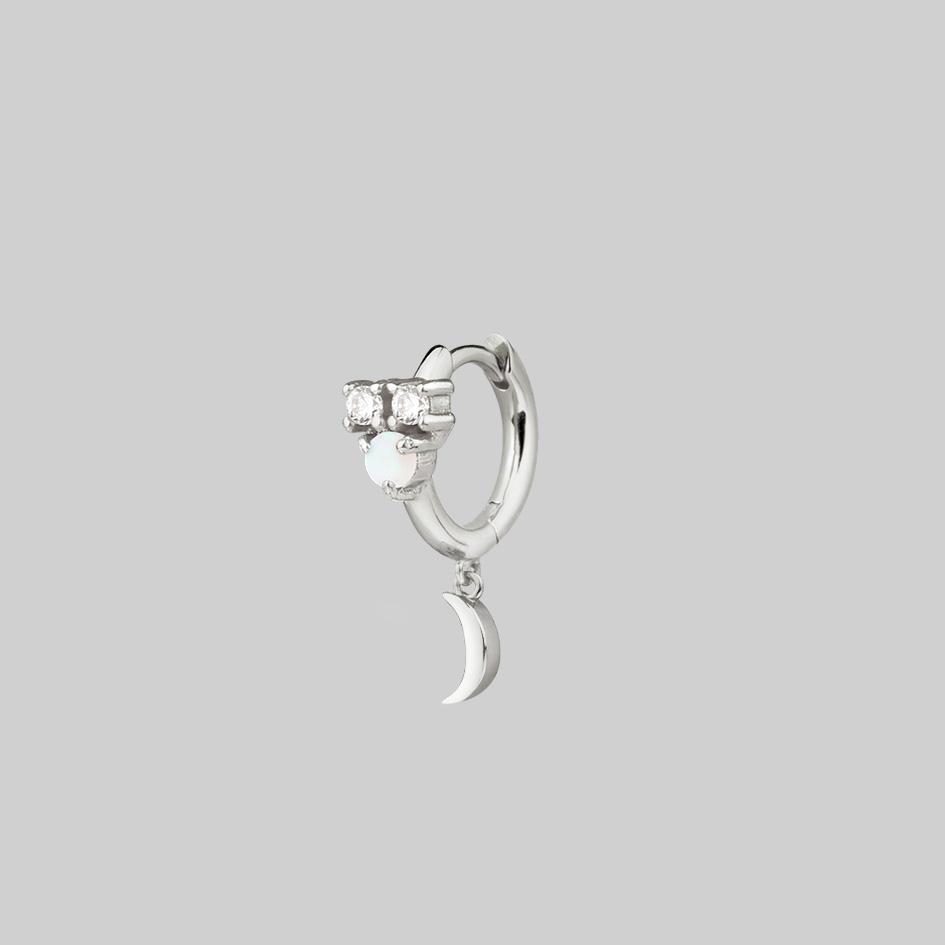 MOONLIGHT Sterling Silver Opal Moon Clicker Hoop Earrings for Women - Perfect for Parties, Weddings & Everyday Wear