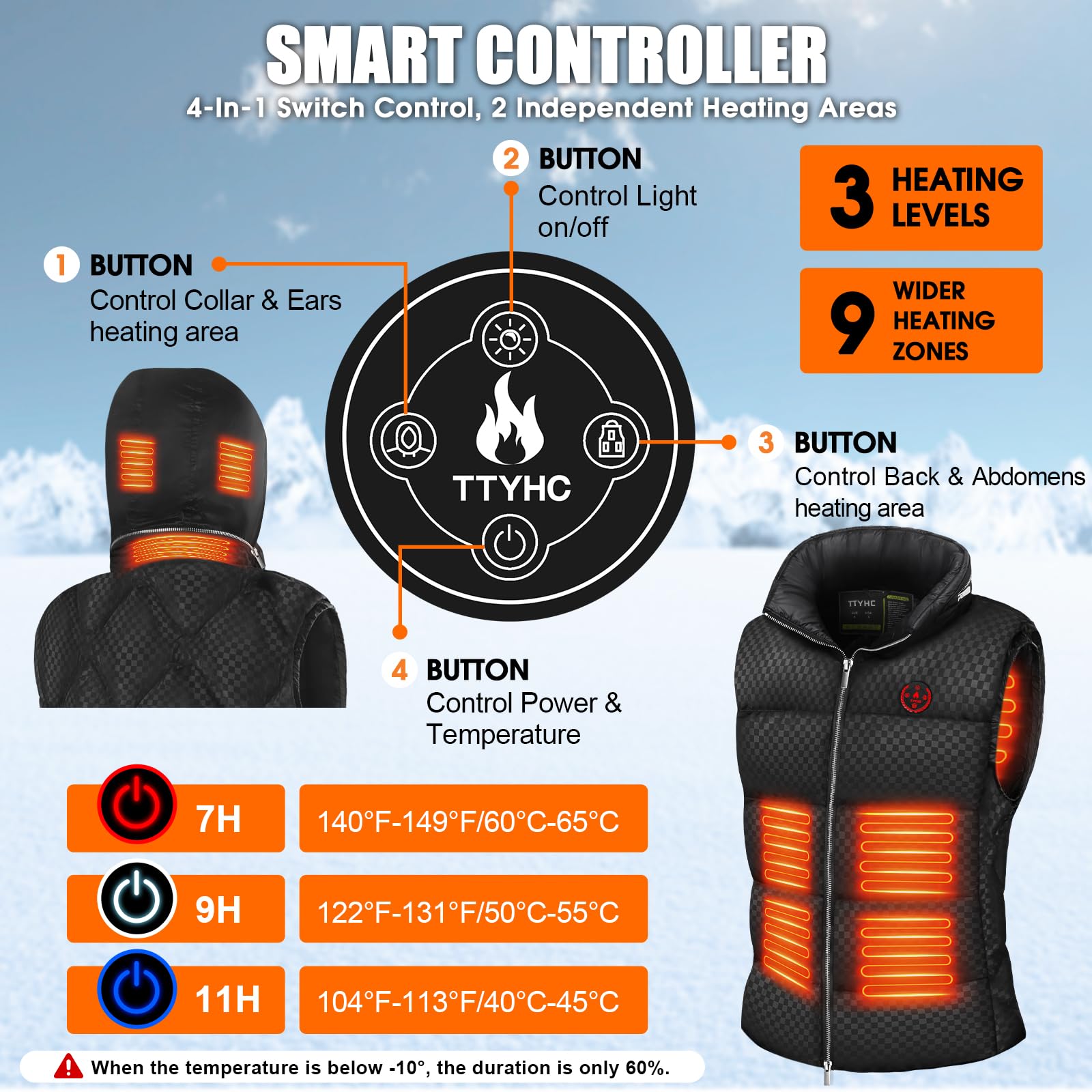 Heated Vest for Men & Women - Lightweight Electric Warming Jacket with USB Power - Perfect for Outdoor Activities, Winter Sports & Cold Weather