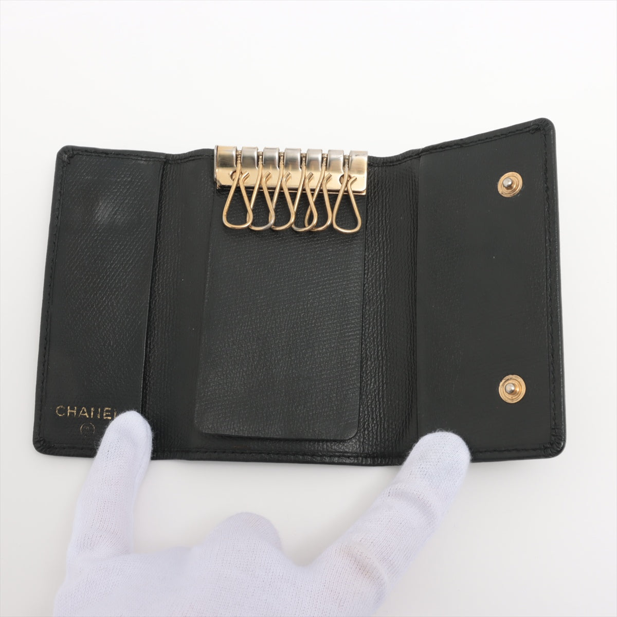 Chanel Coco Button Leather Key Case - Genuine Leather Key Holder for Women - Compact Key Organizer with Button Closure - Perfect for Home, Office & Travel Accessories