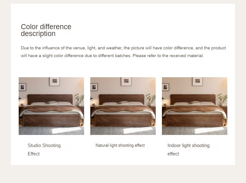 Premium Black Walnut & Oak Solid Wood Bed Frame - Modern Platform Bed for Master Bedroom, Guest Room, or Dormitory