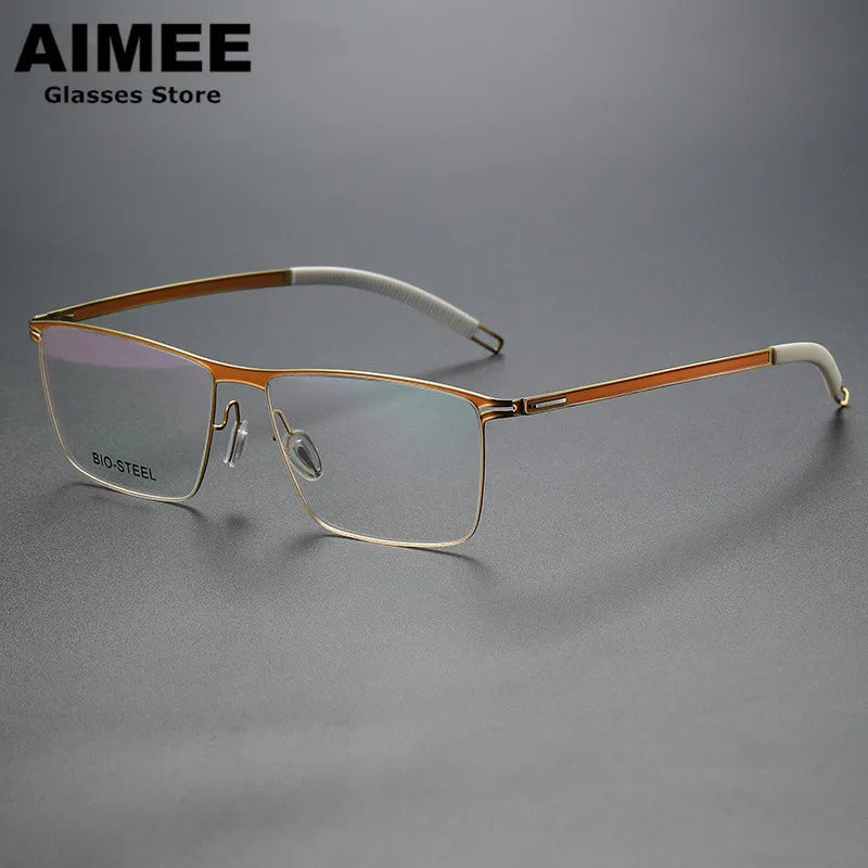 Aimee Unisex Full Rim Square Screwless Titanium Acetate Eyeglasses 22261 - Lightweight Durable Frame for Reading, Working & Daily Wear