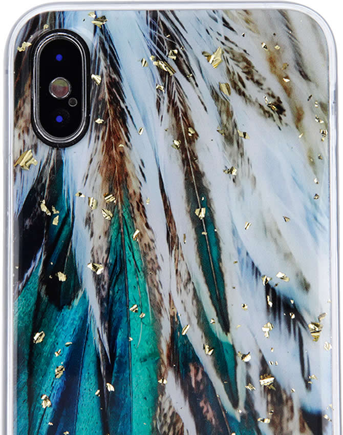 Apple iPhone 13 Glitter Case with Green Feather Design - Trendy Protective Cover for Everyday Use & Special Occasions