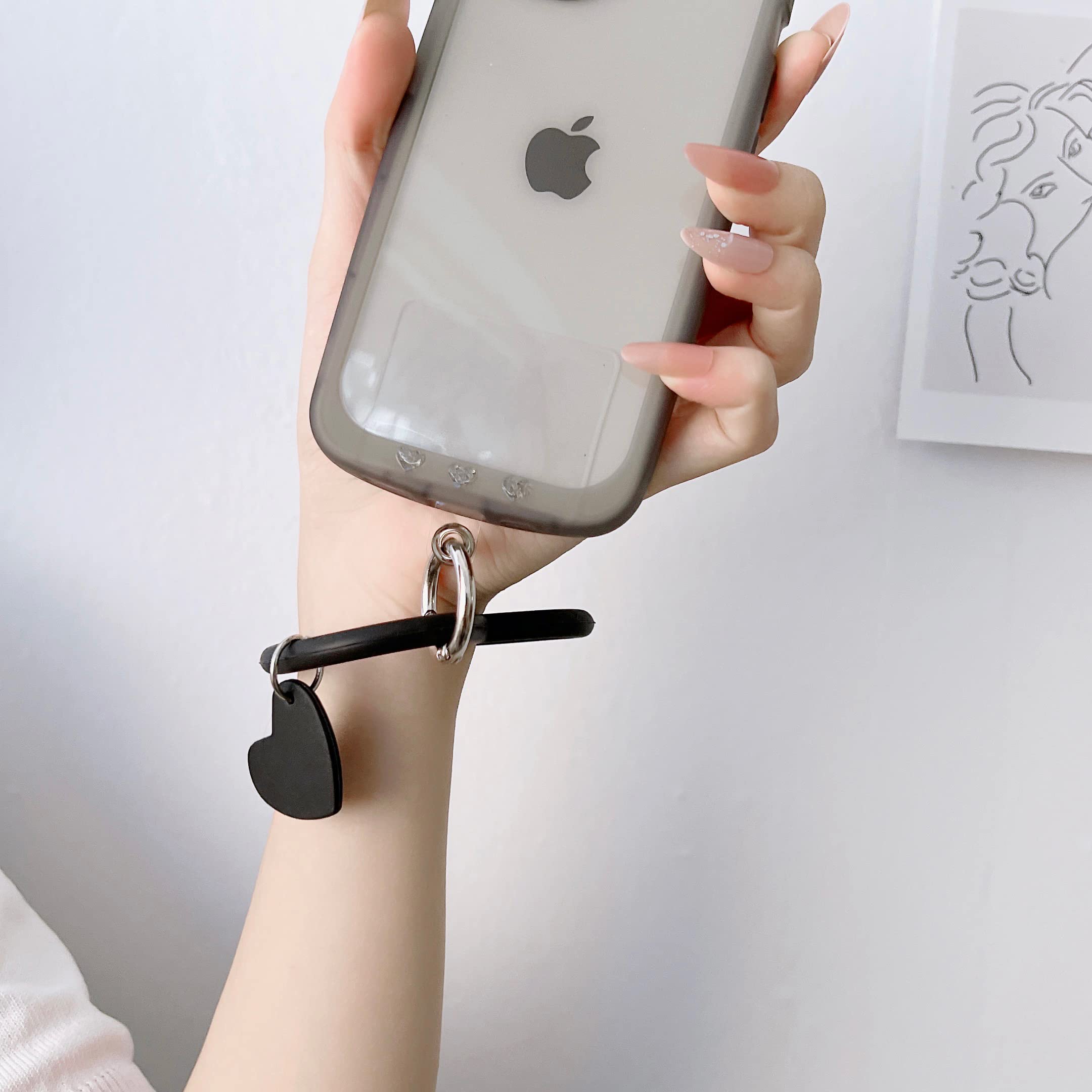 Silicone Heart Loop Phone Lanyard - Adjustable Wrist Strap with Keychain Holder - Universal Phone Case Anchor Compatible with All Smartphones (Beige) - Perfect for Work, Travel, and Outdoor Activities