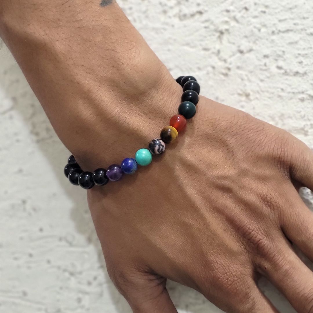 Chakra Healing Beaded Bracelet for Men - Spiritual Energy Balance & Stress Relief - Yoga Meditation Accessory & Mindful Gift for Him
