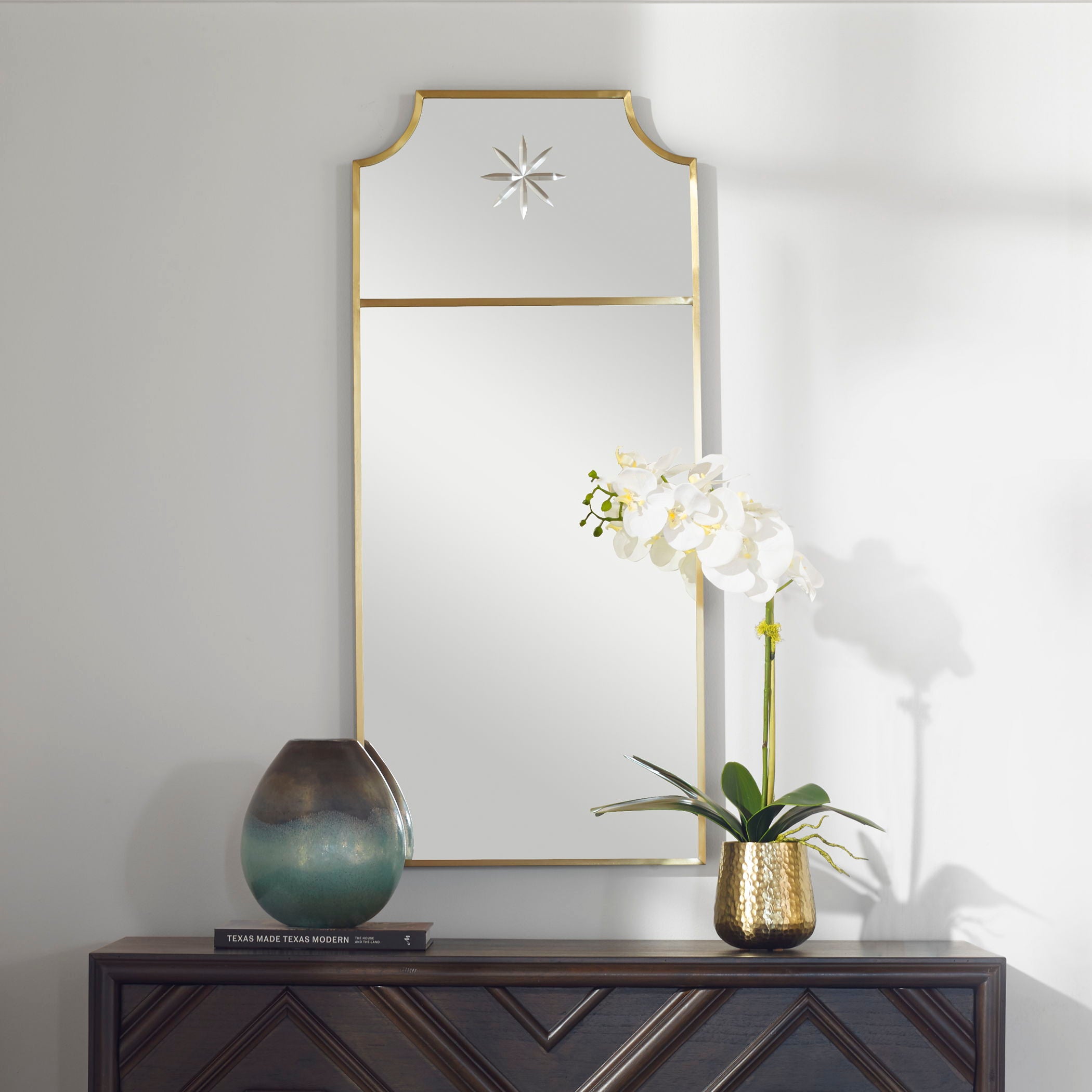 Stylish Caddington Tall Mirror with Brass Frame - Perfect for Bedroom, Living Room & Entryway Decor
