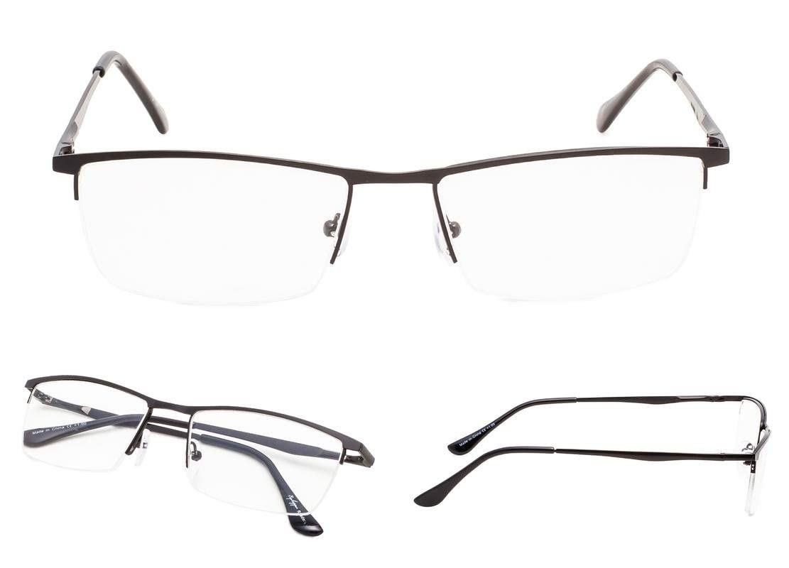 LUR Reading Glasses 3 Pack - Half-Rim Metal Readers for Women & Men (Black) - Perfect for Reading, Working, and Computer Use