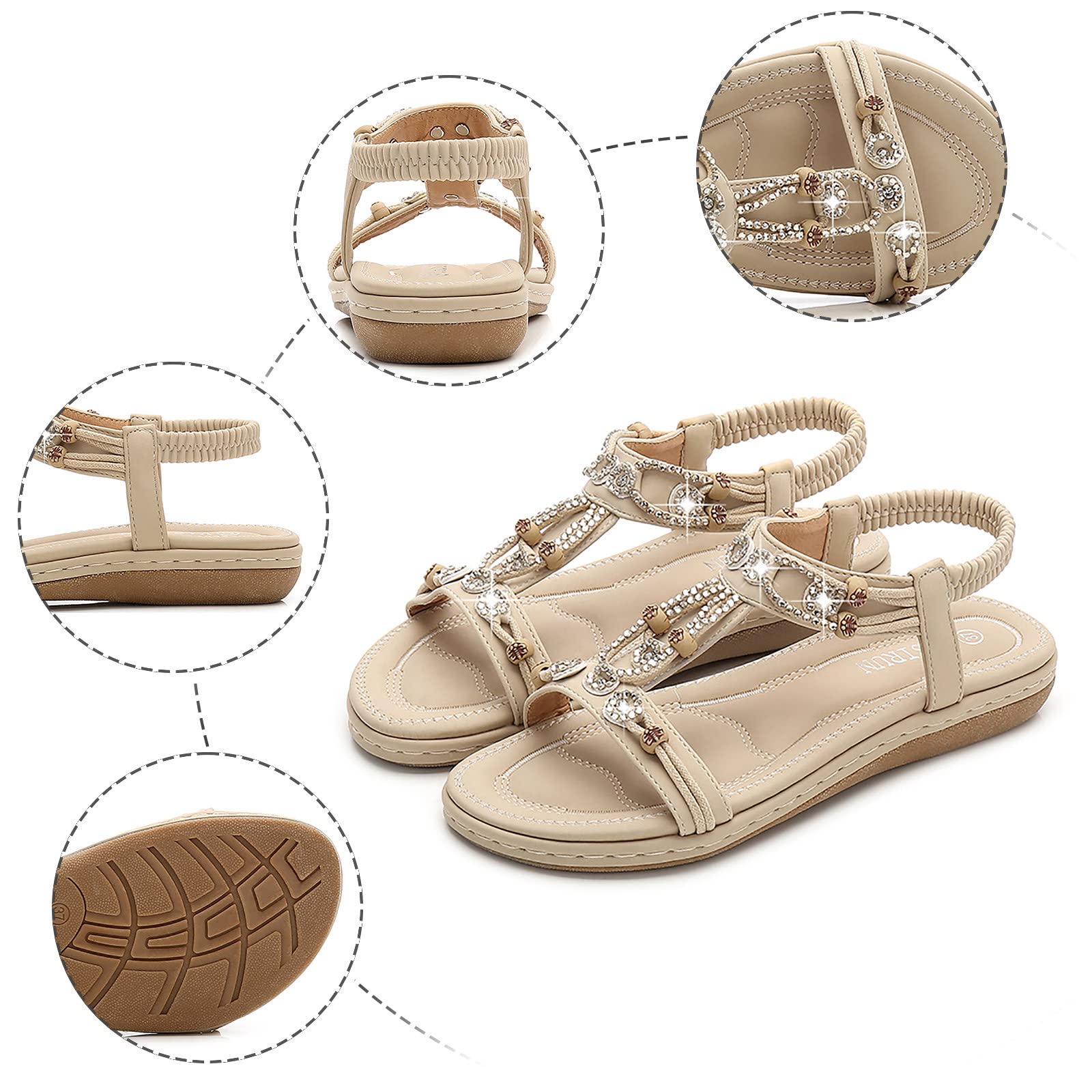 WILLBEST Women's Summer Wedge Sandals - Gold Platform Heels Large Size Comfortable Beach Sandals for Women | Perfect for Vacation, Outdoor Walking and Casual Wear