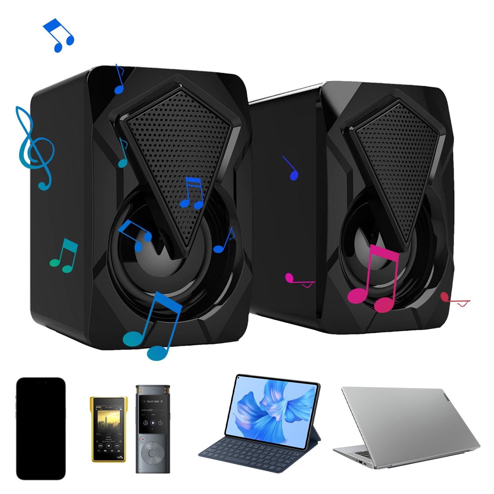 RGB USB Powered PC Speakers with Subwoofer, Plug and Play Desktop Speakers for Clear Sound, Gaming, and Home Office Setup