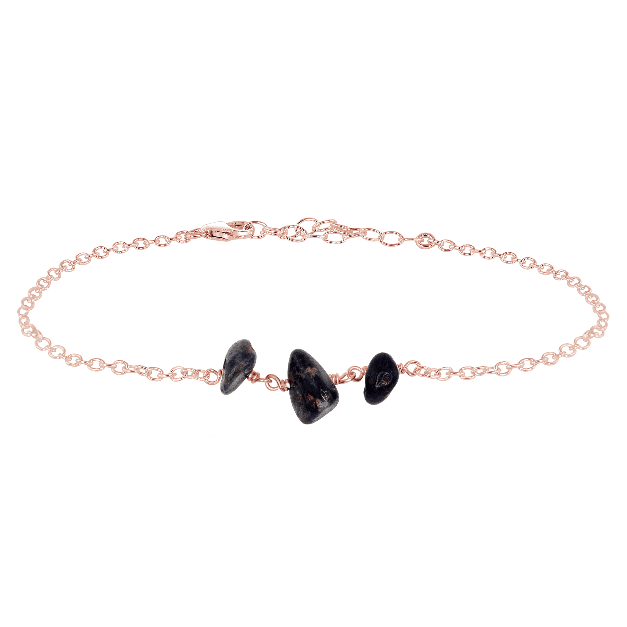 Elegant Sapphire Beaded Chain Anklet - Adjustable Sterling Silver Ankle Bracelet for Women | Perfect for Beach, Summer & Boho Fashion