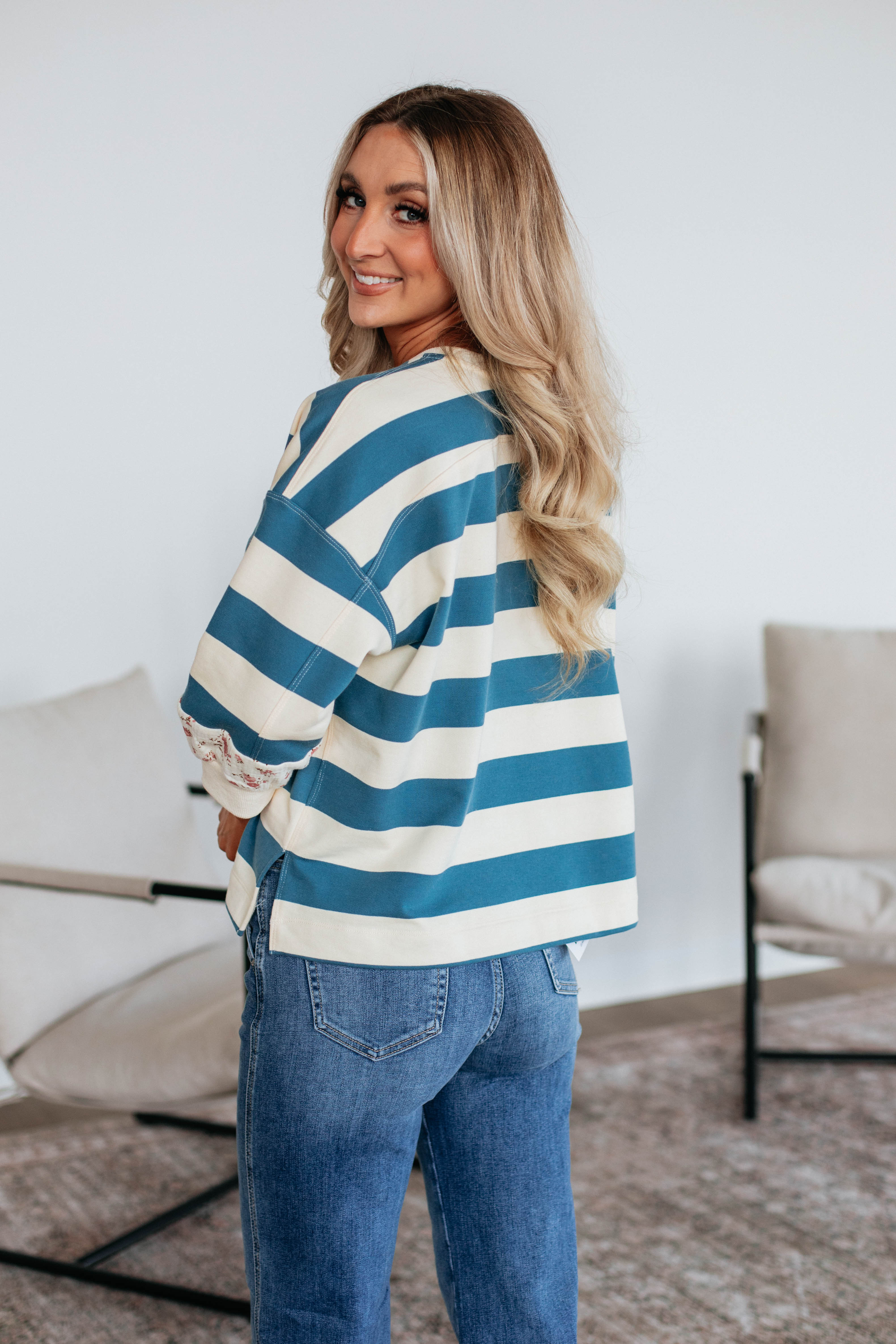 Allegro Women's Striped Casual Top - Steel Blue Mix | Comfortable & Stylish Shirt for Everyday Wear, Outings & Layering