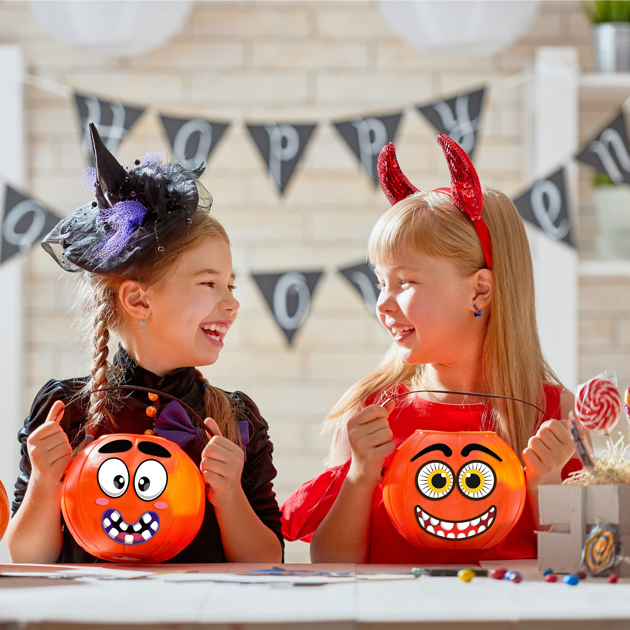 Halloween Pumpkin Decorating Stickers - 30 Sheets of Pumpkin Face Stickers for Jack O'Lanterns, Kids Halloween Party Favors & DIY Pumpkin Carving - Perfect for Classroom Activities, Trick-or-Treat Decor & Spooky Party Supplies