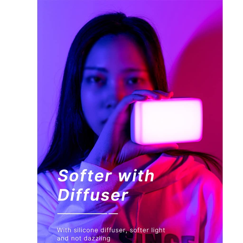 NANZU Mini RGB Video Light with Screen Diffuser - Portable Camera Monitor Lighting for Smartphone Selfie, YouTube Videos & Live Streaming - Perfect for Content Creators, Vloggers & Photography