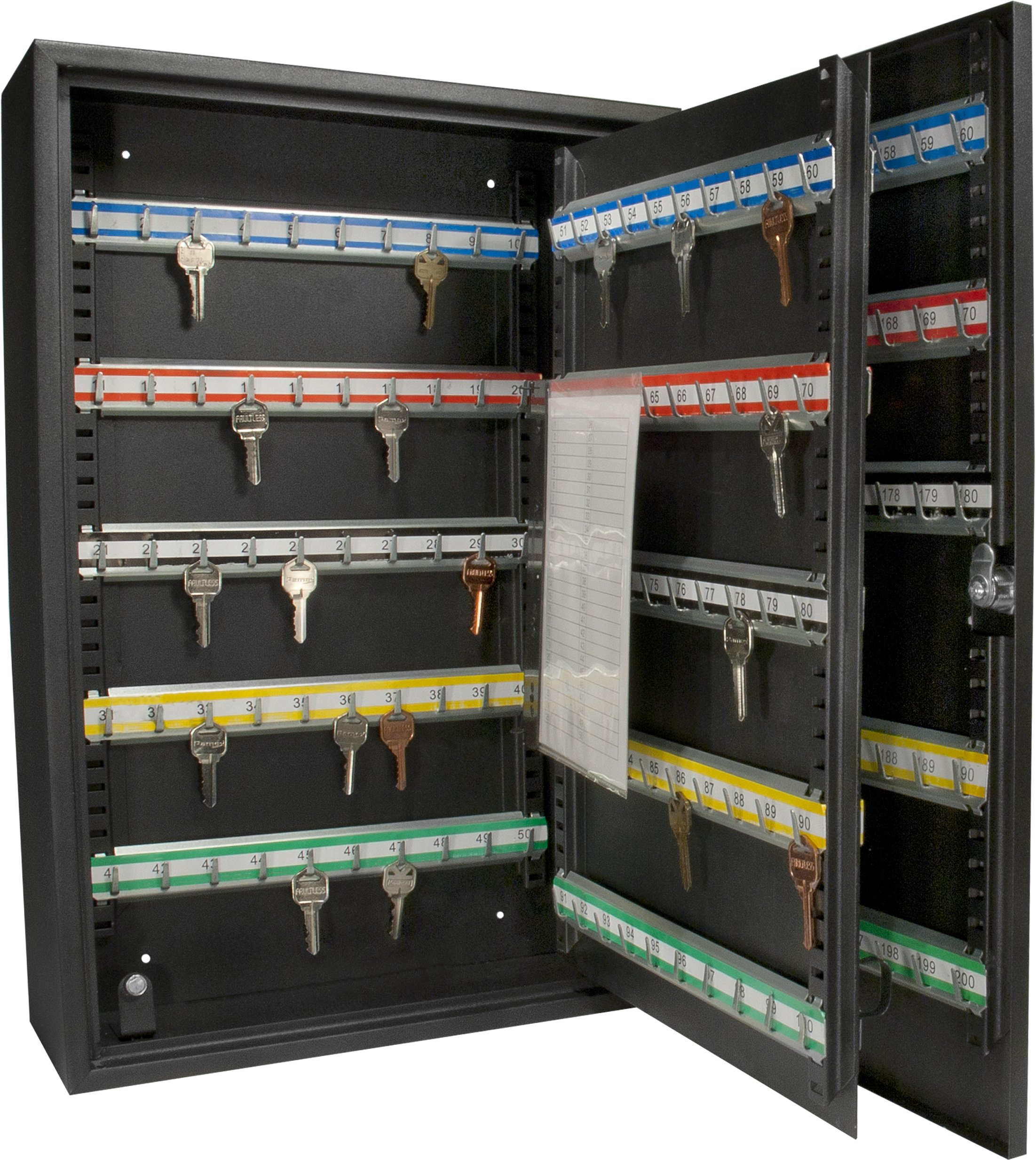 Barska AX11824 Medium Black Key Lock Cabinet - 200 Position Adjustable Key Storage Box for Home, Office & Business Security (Wall Mountable)