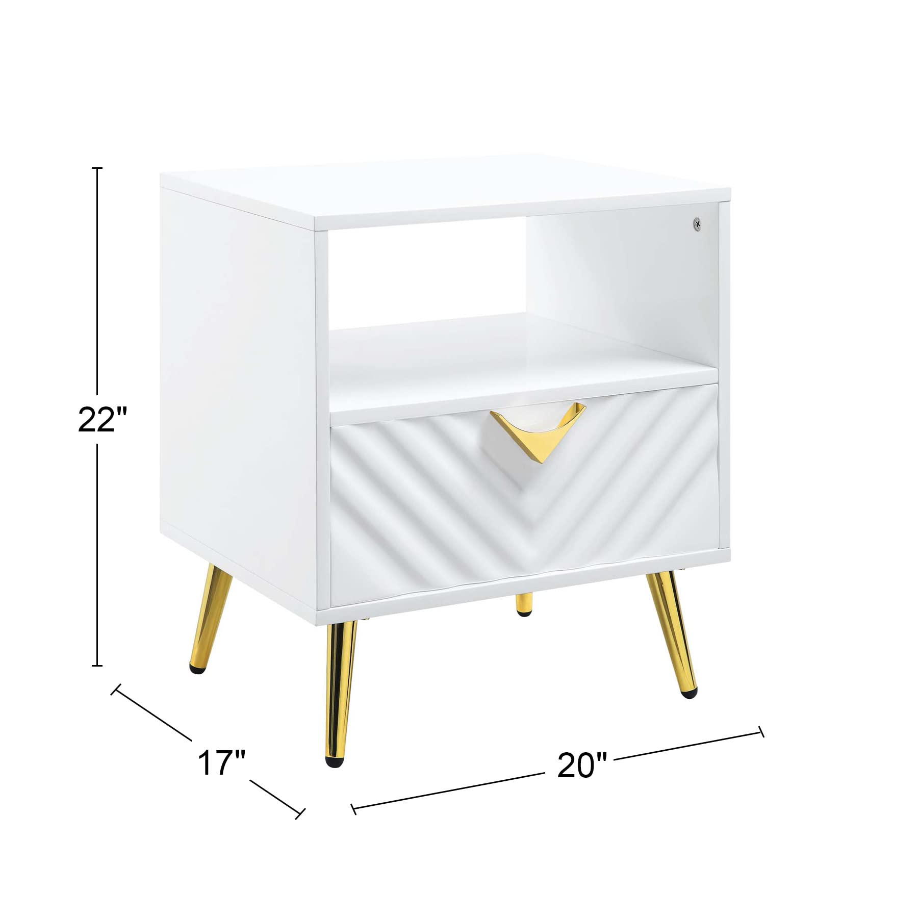 White Wooden End Table with Storage Shelf - Modern Living Room & Bedside Nightstand - ACME Furniture for Home Decor & Organization