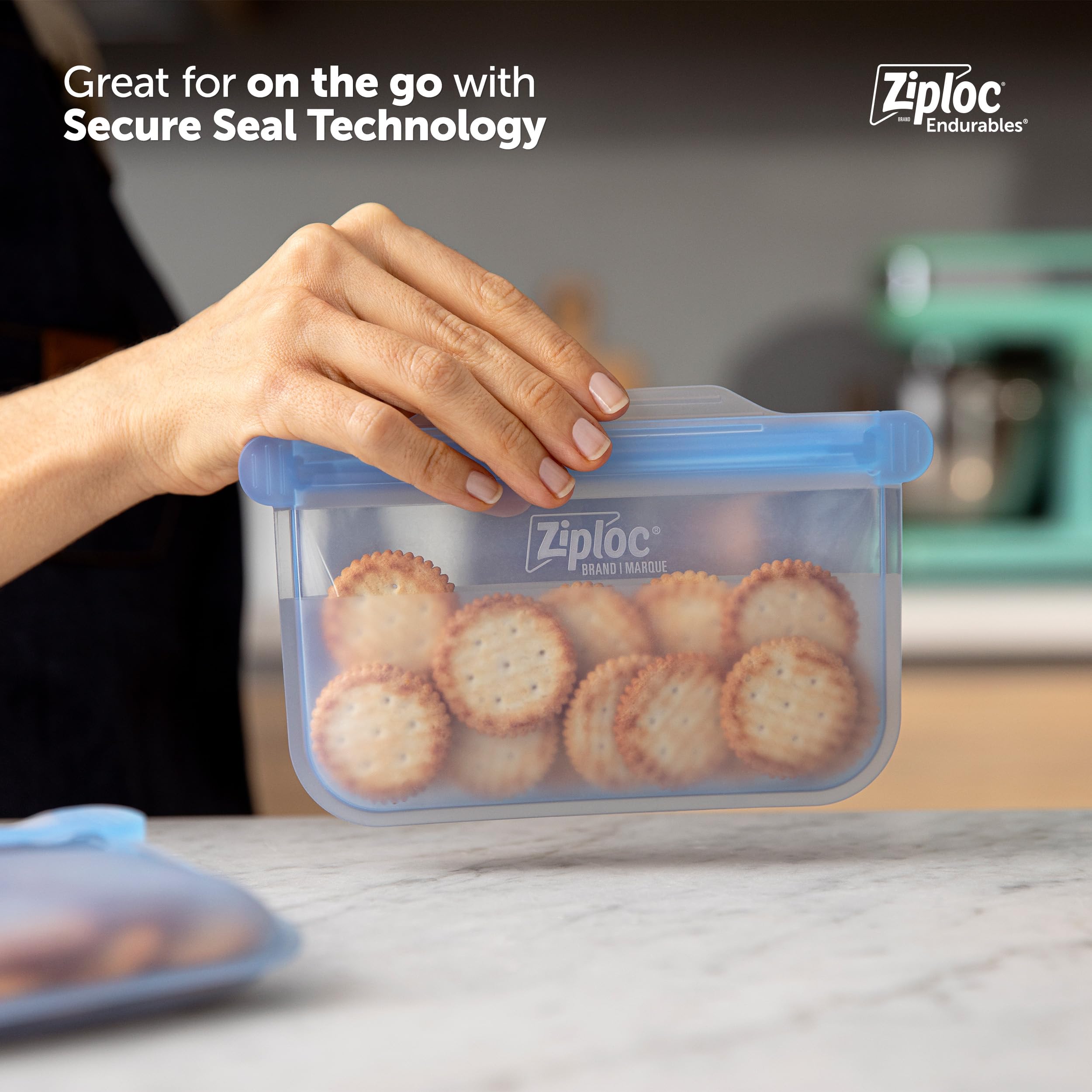 Ziploc Endurables 1 Cup Reusable Silicone Food Storage Bags - Freezer, Oven & Microwave Safe - Dishwasher Safe Meal Prep Containers (2 Pack) for Lunch, Snacks & Leftovers
