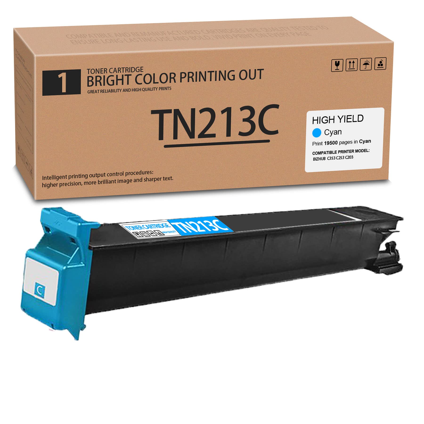 MaxInk TN213C Cyan Toner Cartridge - Compatible Replacement for Konica Minolta Bizhub C353/C253/C203 Printers (1-Pack) | High-Yield Printing for Office Documents, Flyers & Business Reports