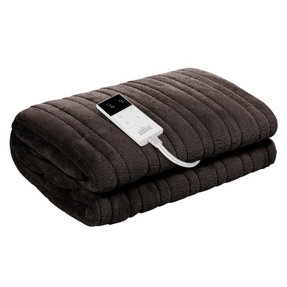 Electric Heated Throw Blanket - Ultra Soft & Cozy Chocolate Brown Flannel - Perfect for Winter Nights, Office, and Travel Use