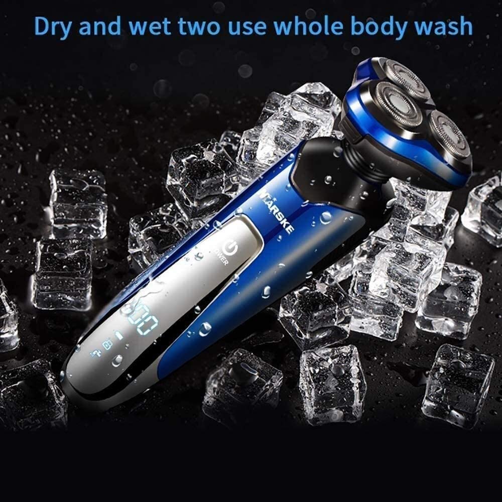 Professional Rechargeable Beard Trimmer & Hair Clipper Kit - Waterproof, Anti-Slip, 4-in-1 Rotatable Body Groomer with Nose/Ear Trimmer - Perfect for Home Grooming, Barbers & Travel Use