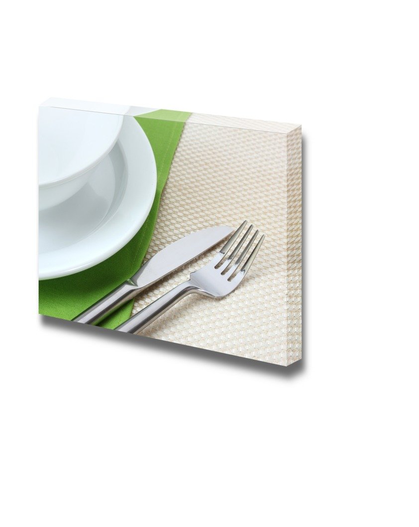 Wall26 Elegant Table Setting Canvas Art - Fork, Knife, Plates & Napkin Restaurant Wall Decor - 32