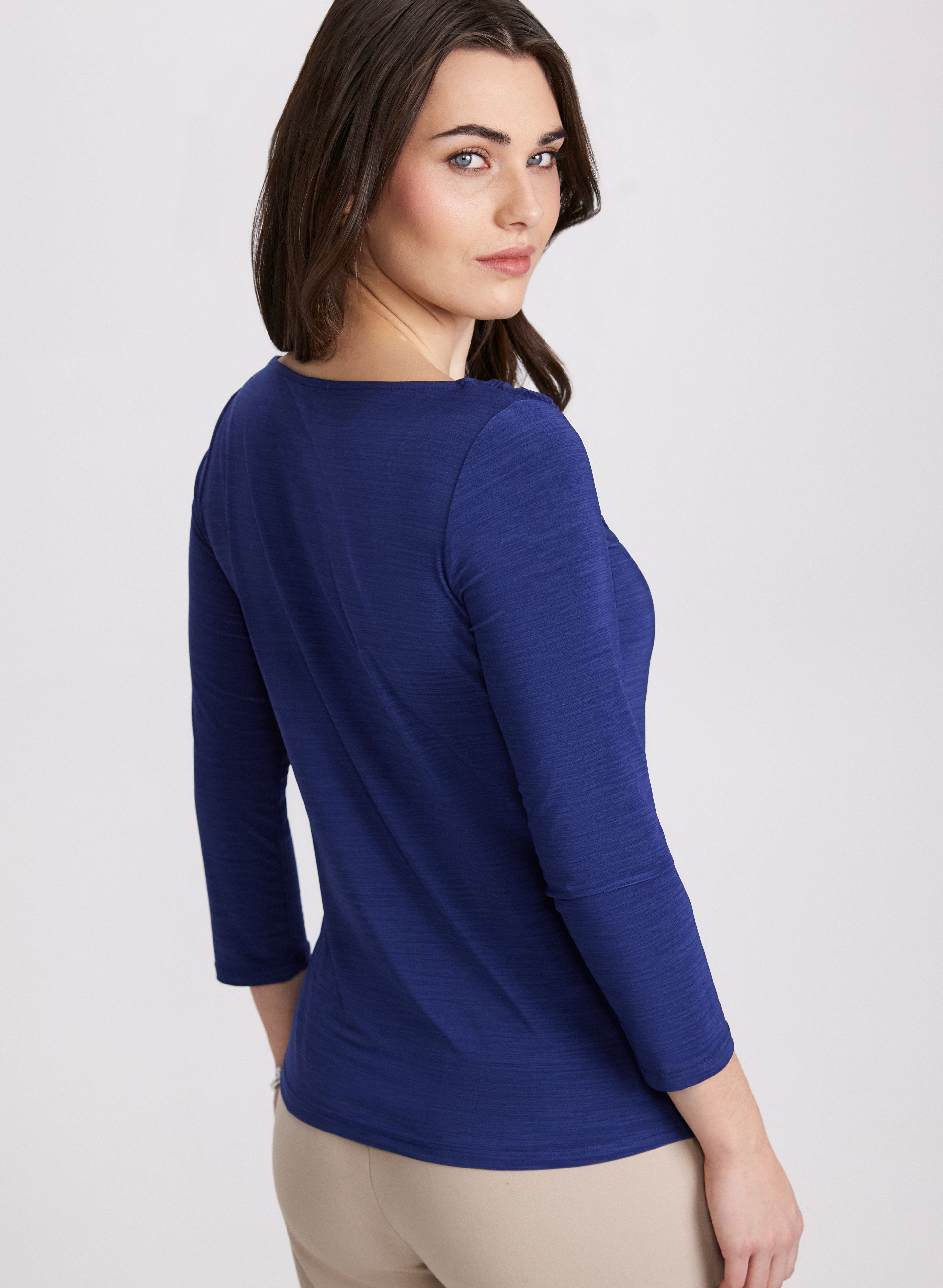 Elegant Draped Boat Neck Tops for Women - Flowy & Comfortable Blouse for Casual Wear, Office & Date Night